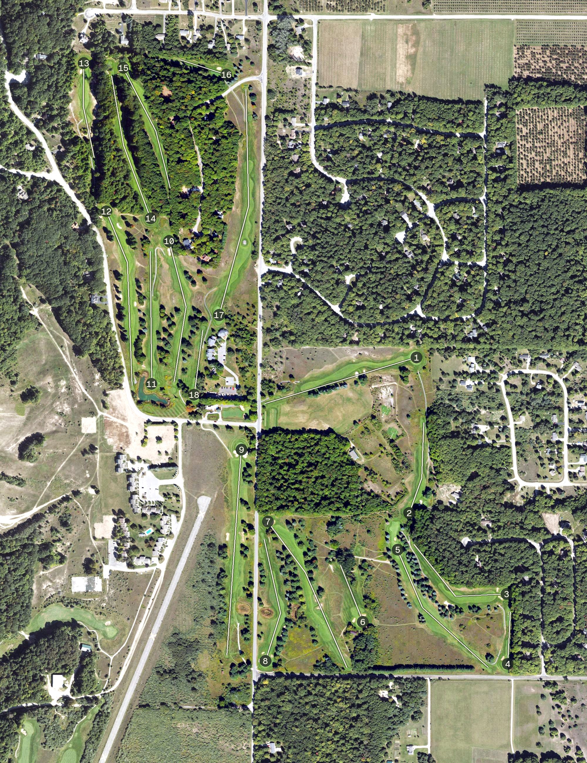 Aerial view of "The Old Course" at Sugar Loaf, MI