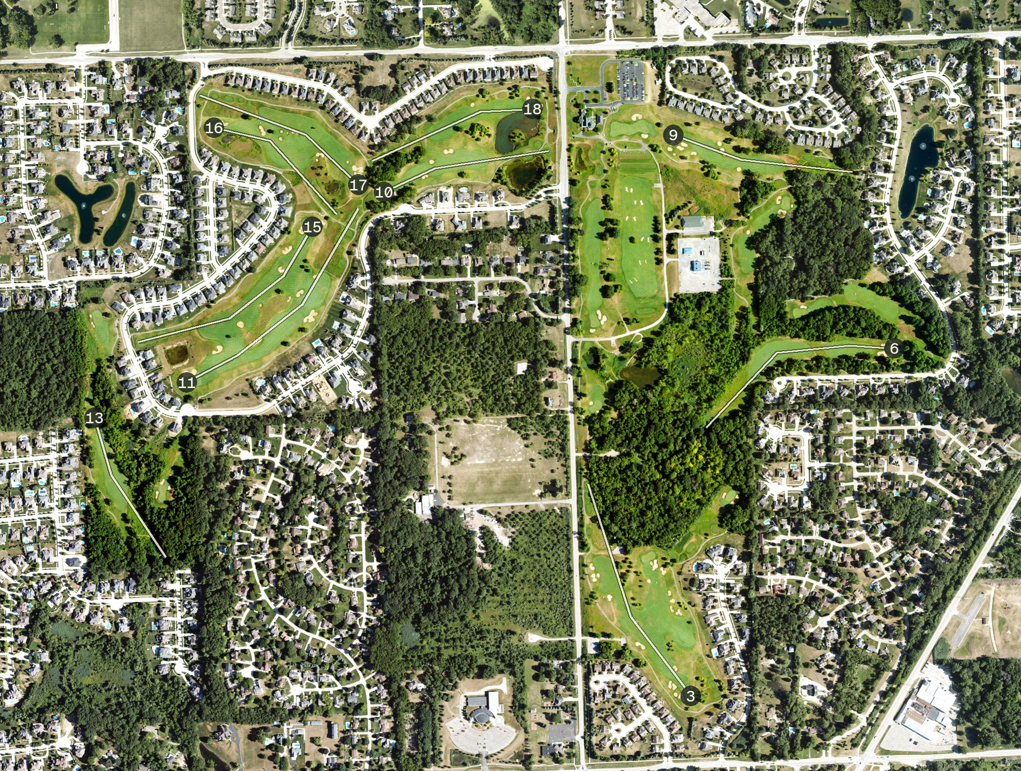 Aerial view of The Orchards Golf Club, MI