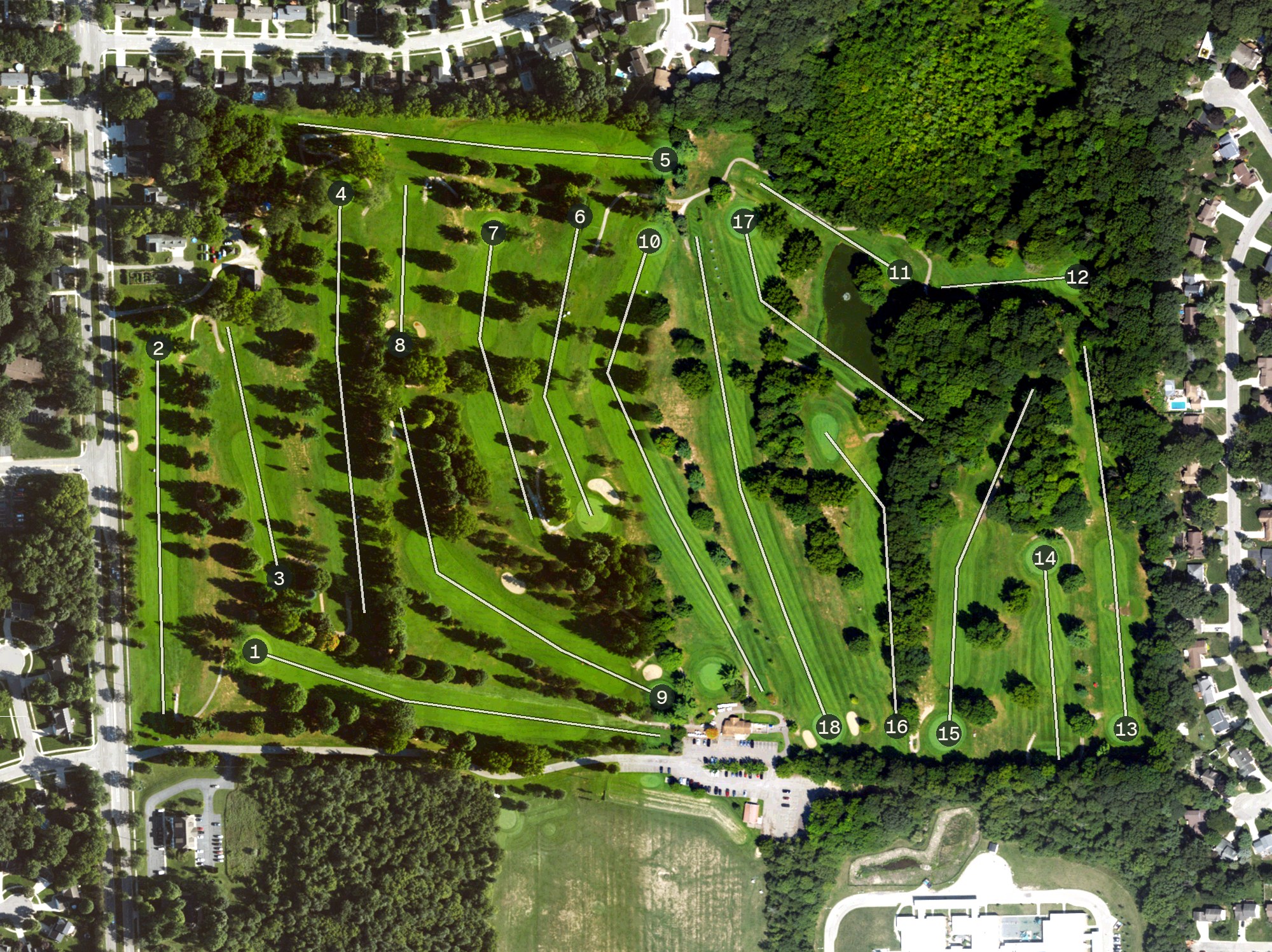 Aerial view of The Pines Golf Course, MI