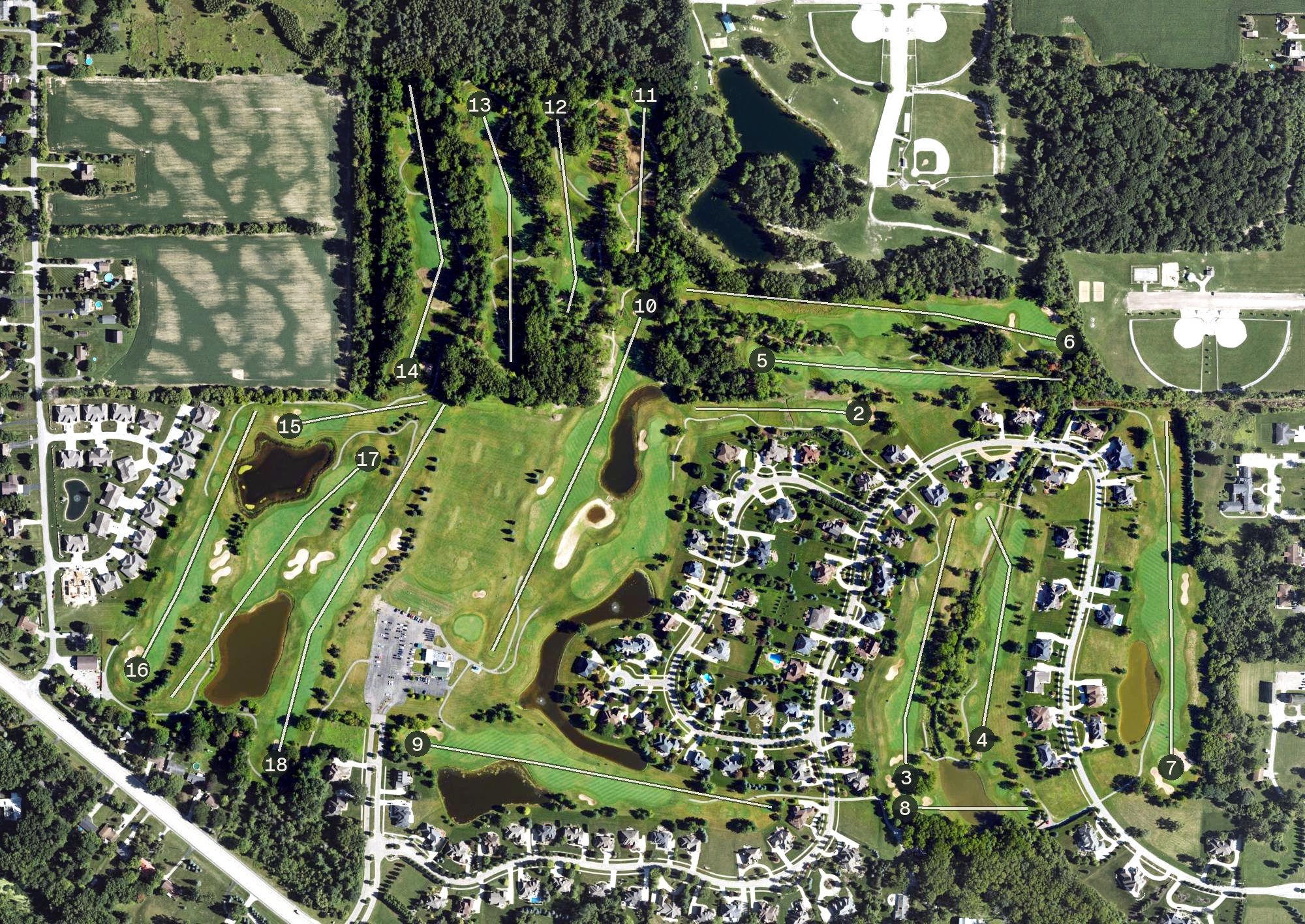 Aerial view of The Sawmill Golf Club, MI