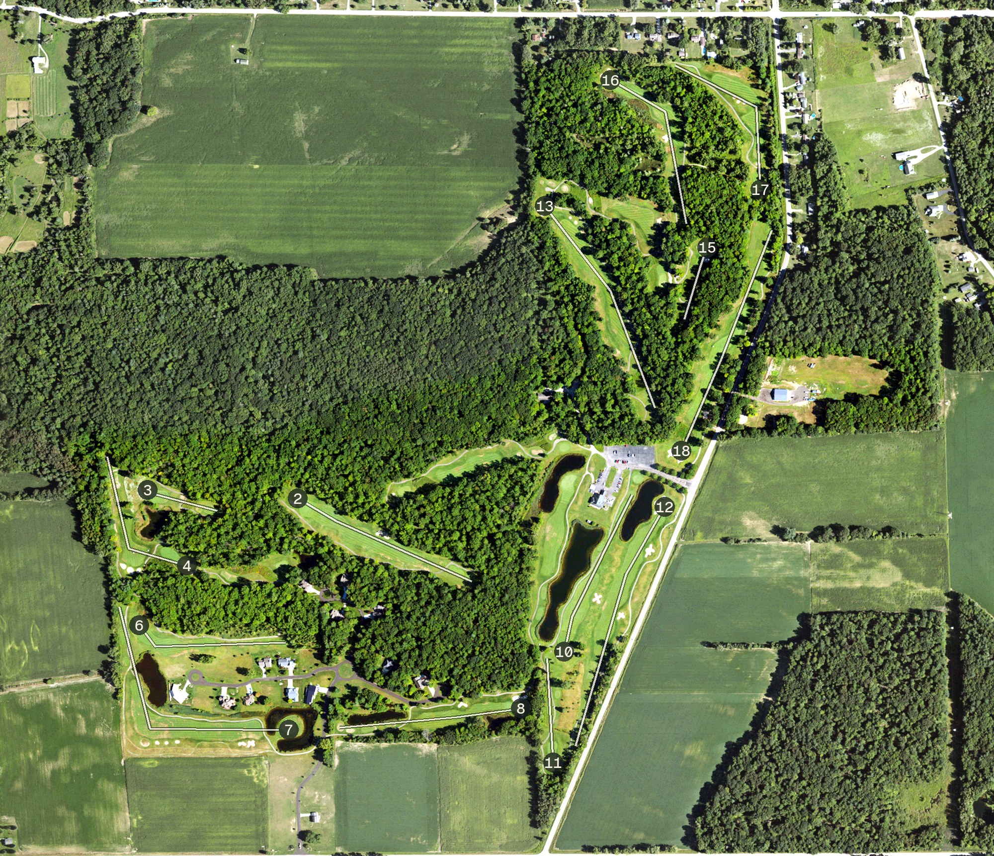 Aerial view of The Timbers Golf Club, MI