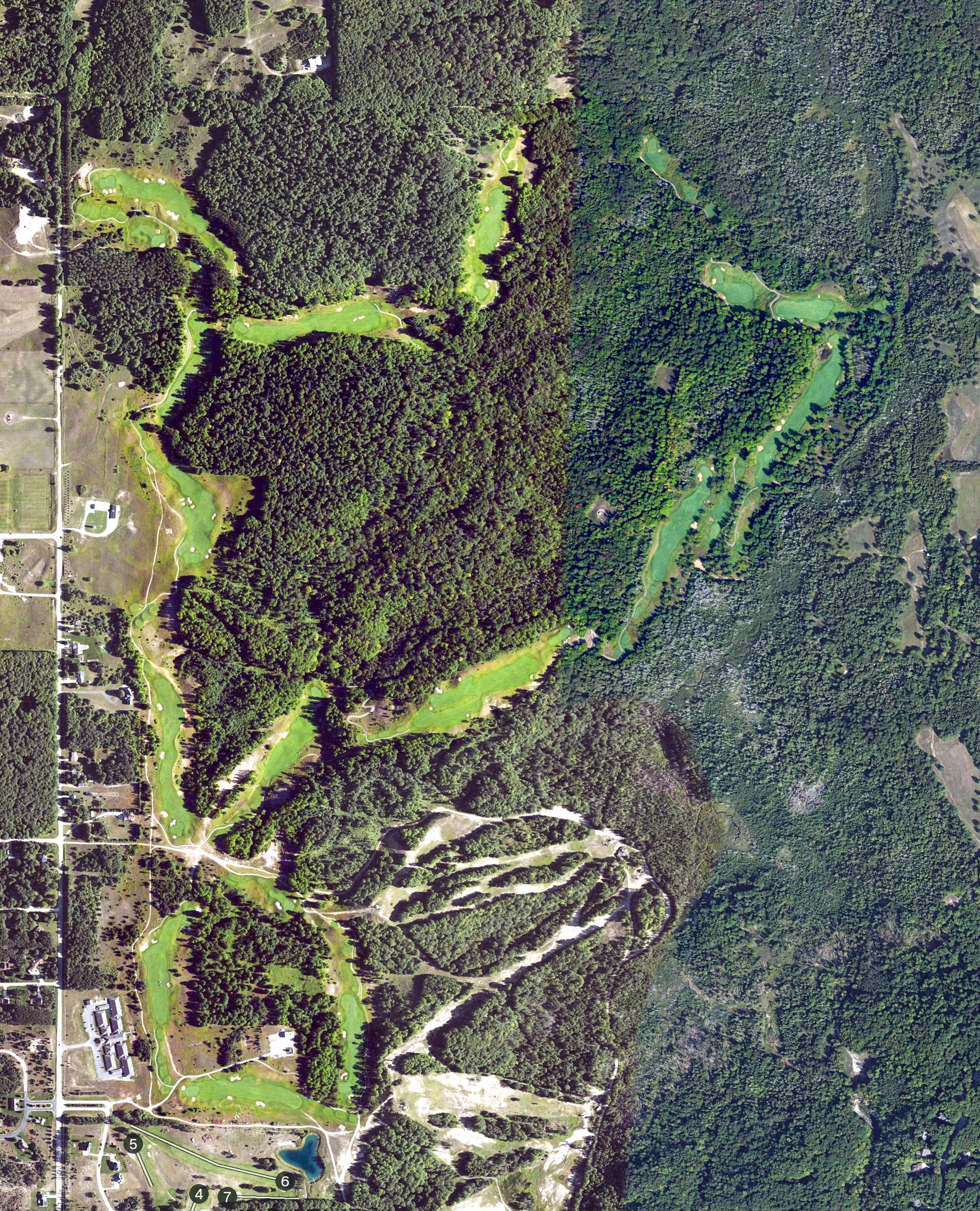 Aerial view of The Tribute, MI