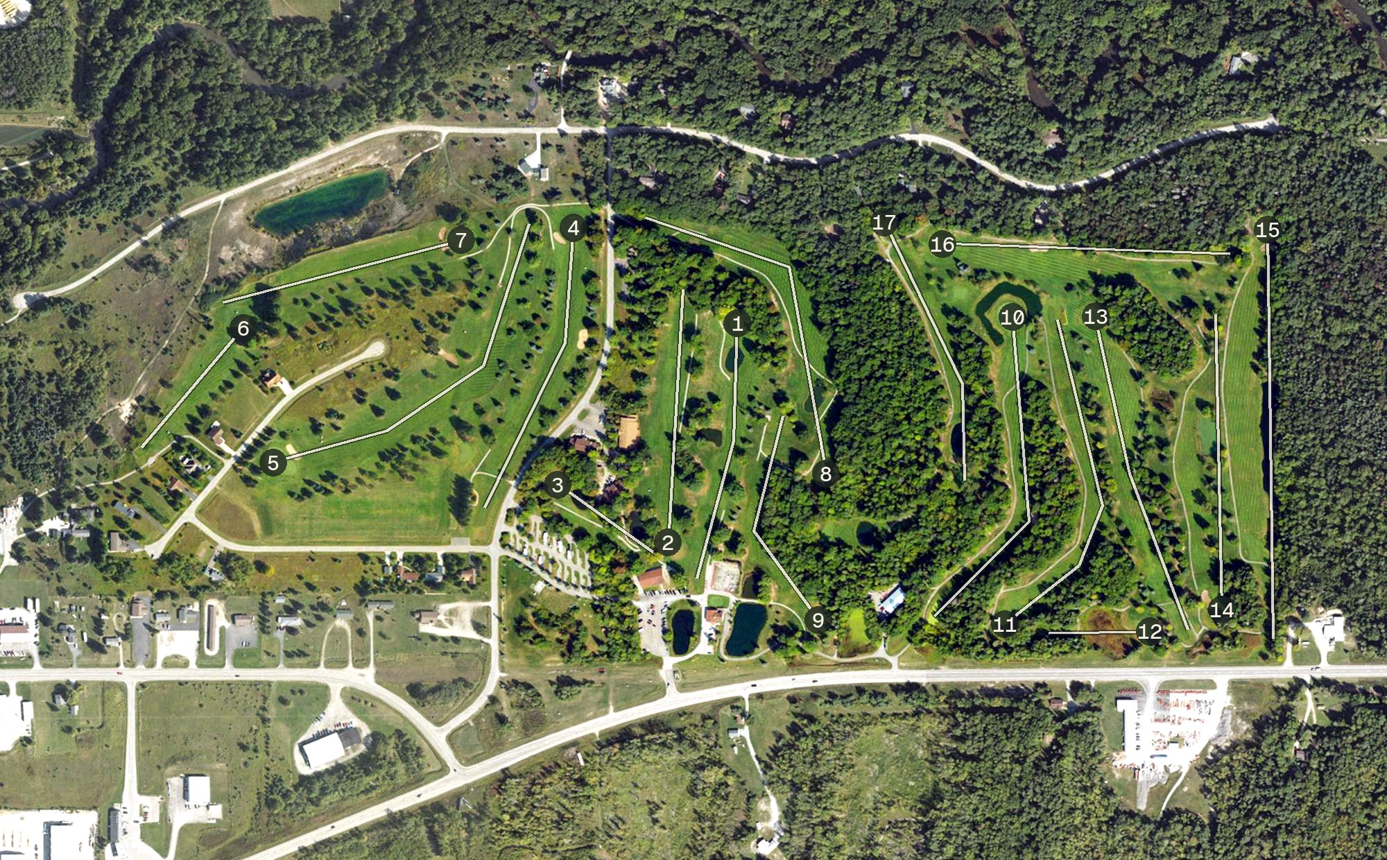 Aerial view of Thunder Bay Resort, MI