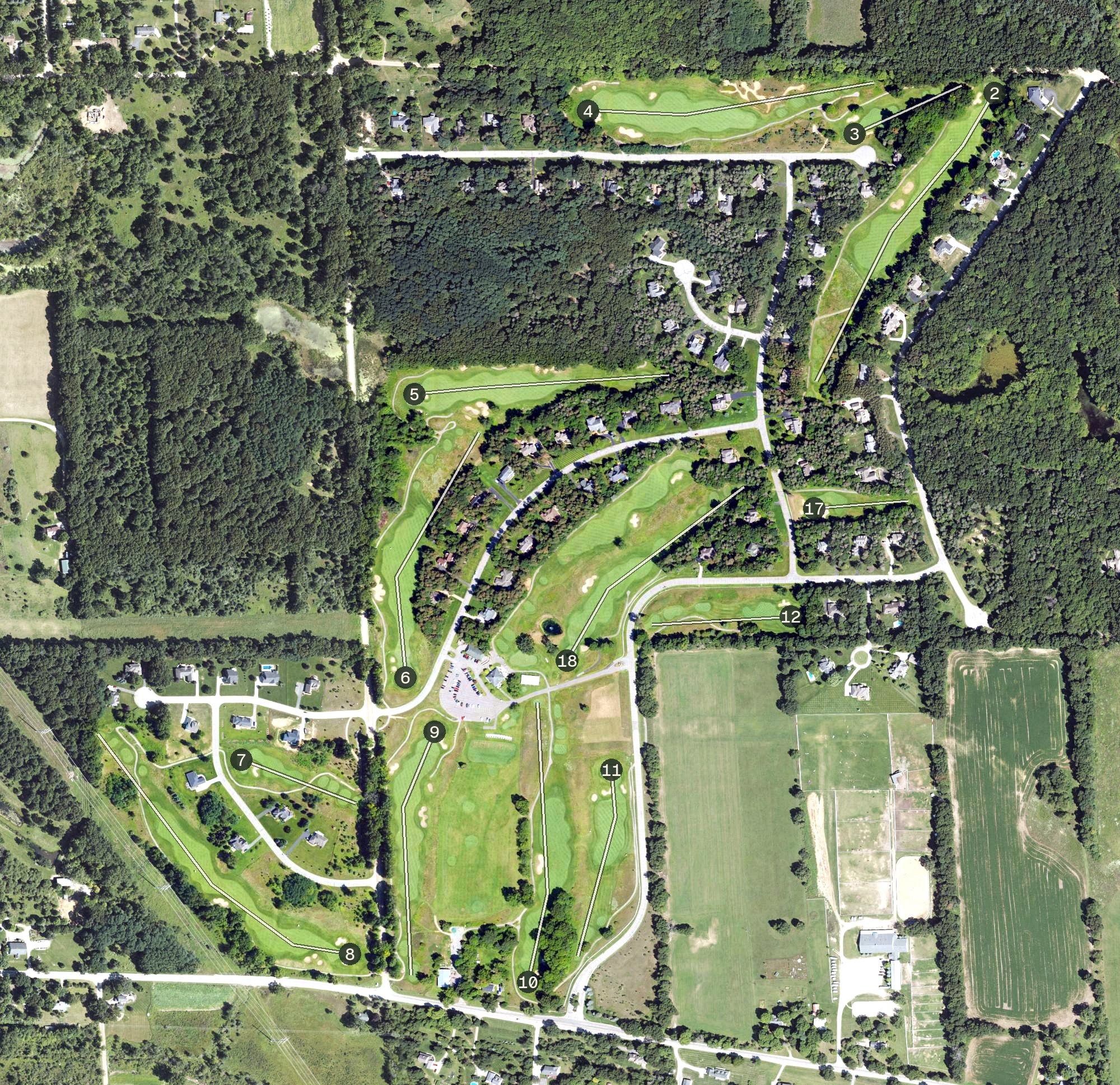 Aerial view of Timber Trace Golf Club, MI