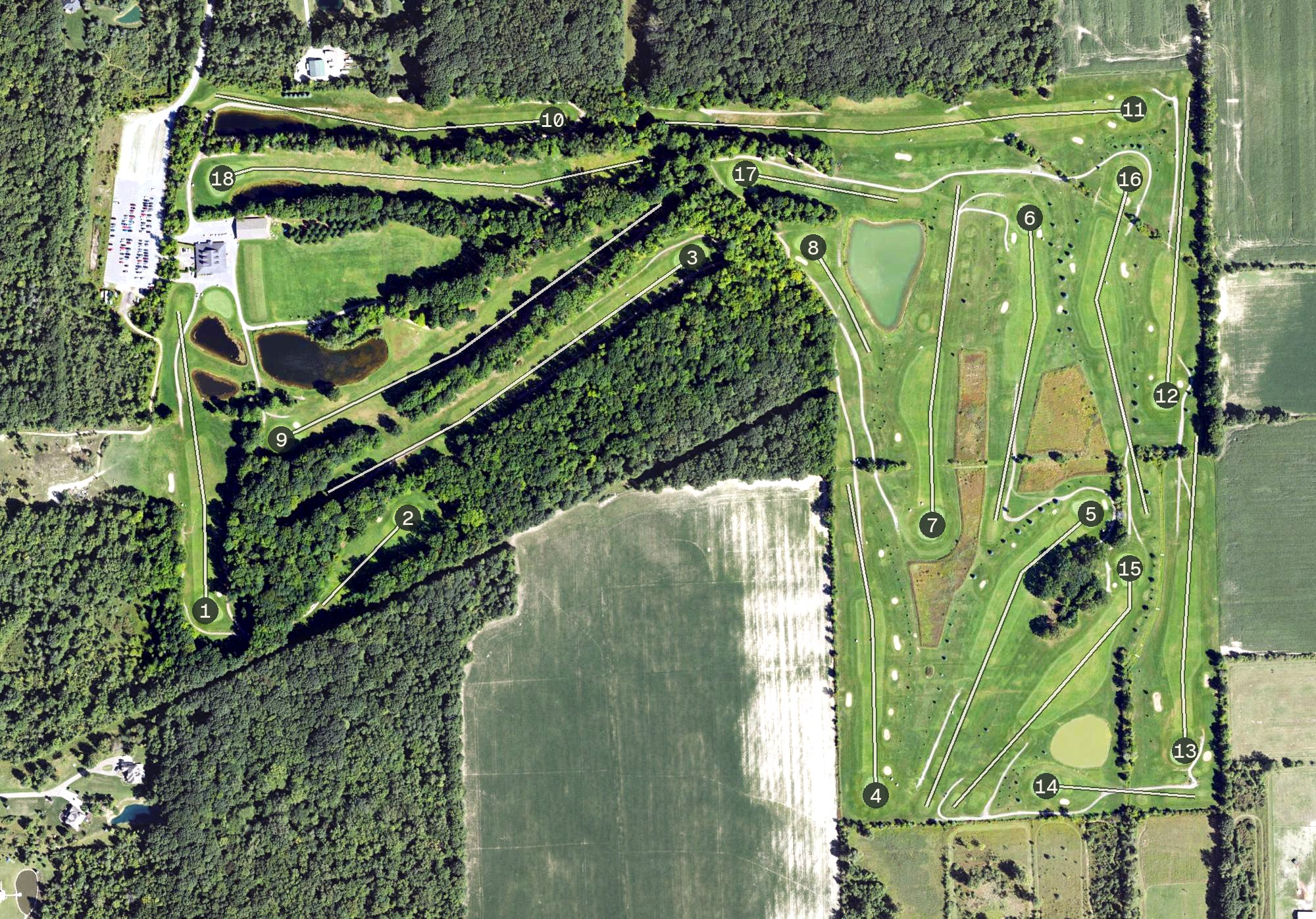 Aerial view of Timberwood Golf Club, MI