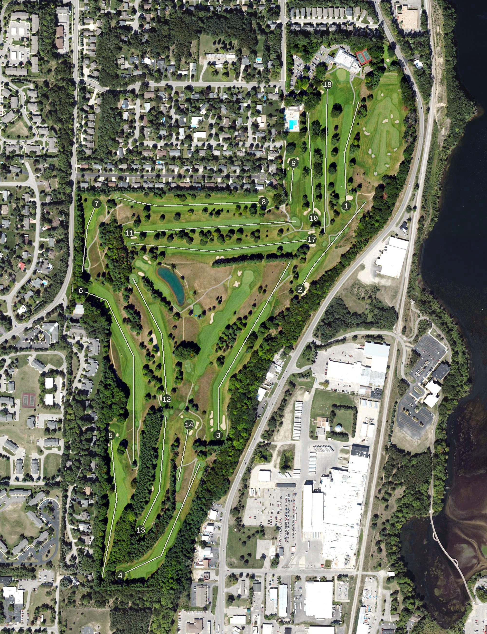 Aerial view of Traverse City Golf and Country Club, MI