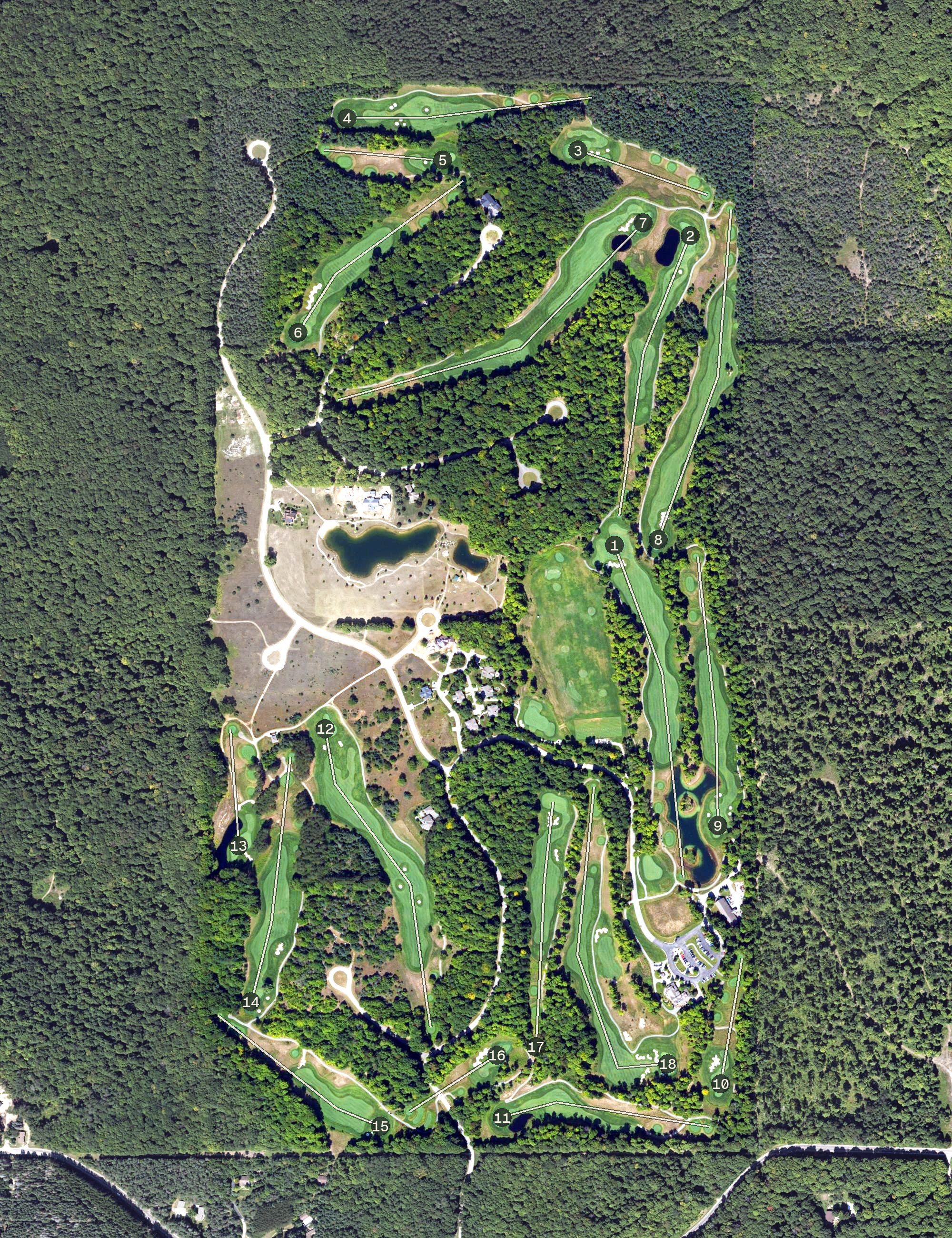 Aerial view of True North Golf Club, MI