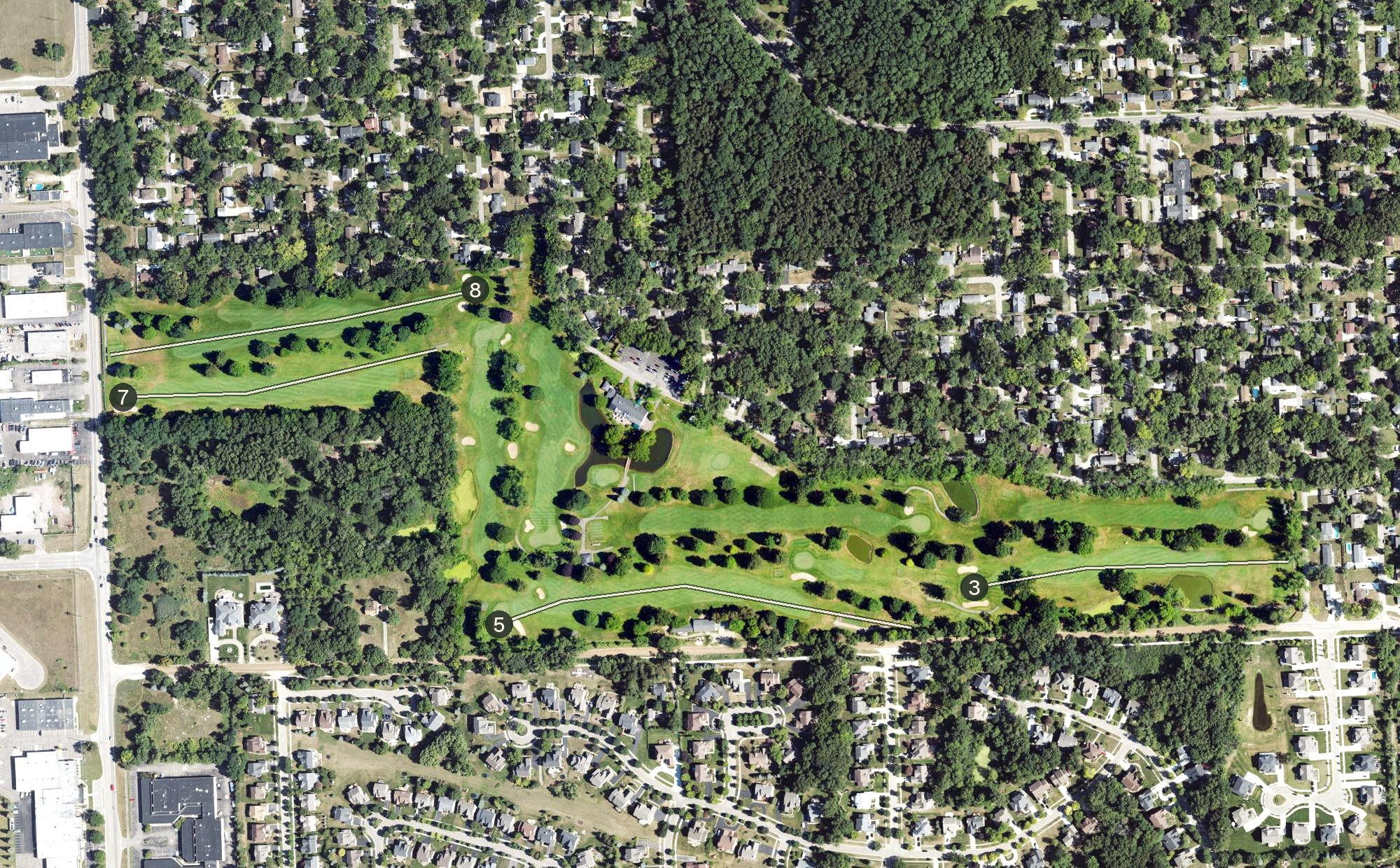 Aerial view of Twin Beach Country Club, MI