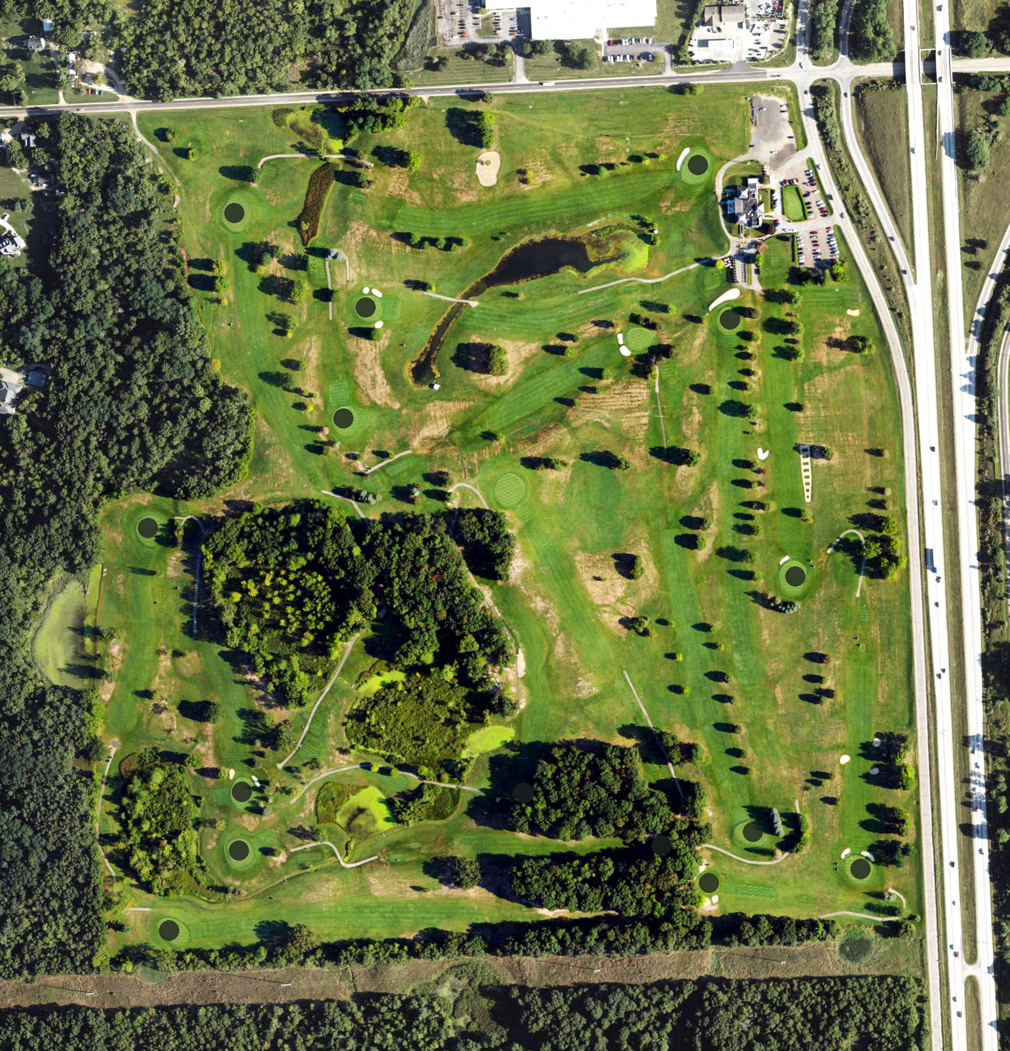 Aerial view of Tyrone Hills Golf Club, MI