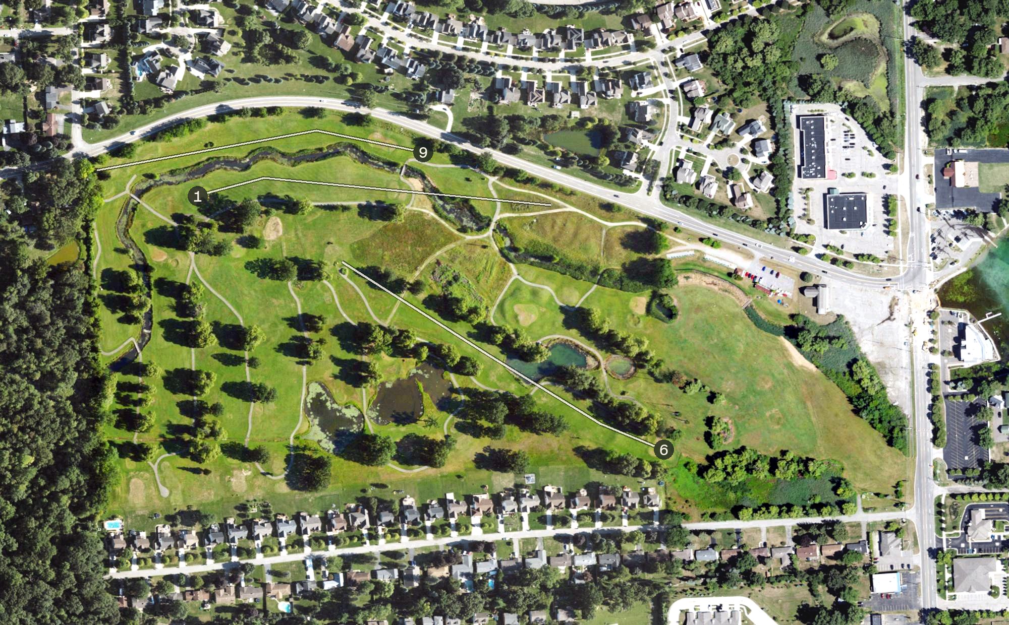 Aerial view of Union Lake Golf Course, MI