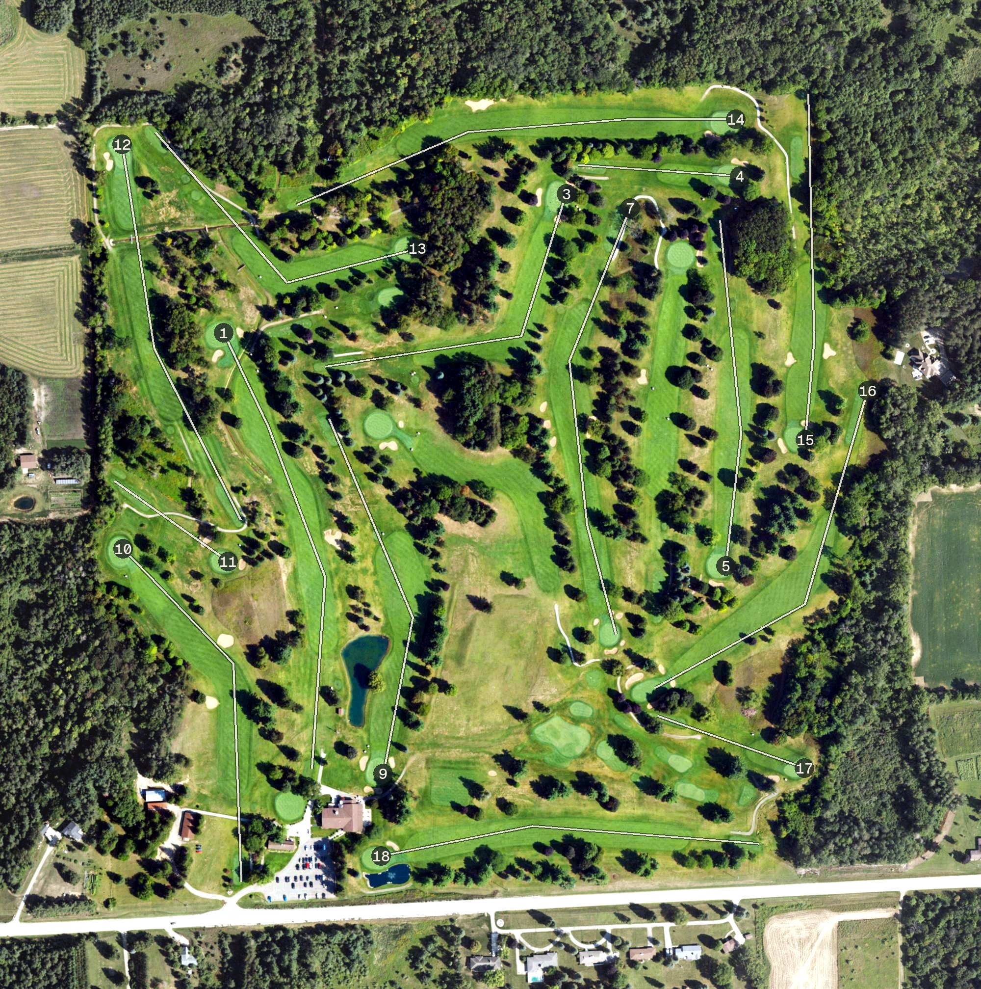 Aerial view of Verona Hills Golf Club, MI