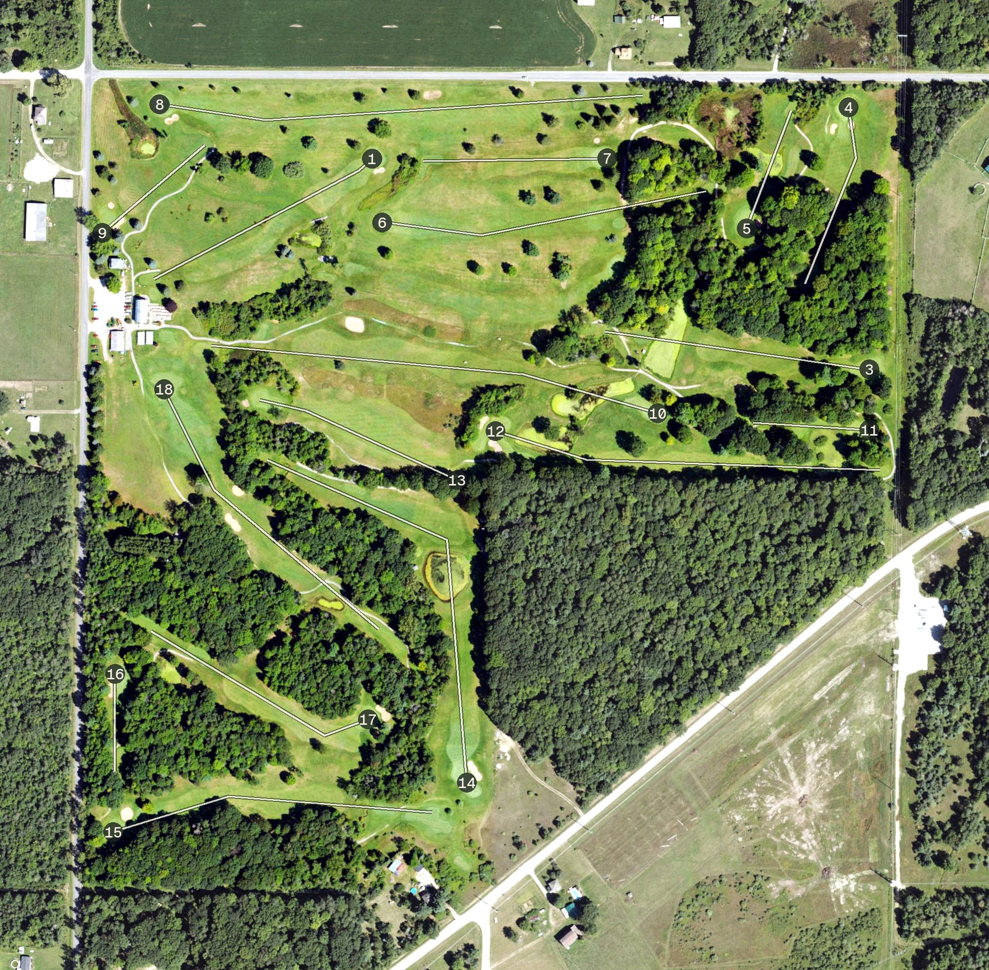 Aerial view of Village Green Golf Club, MI