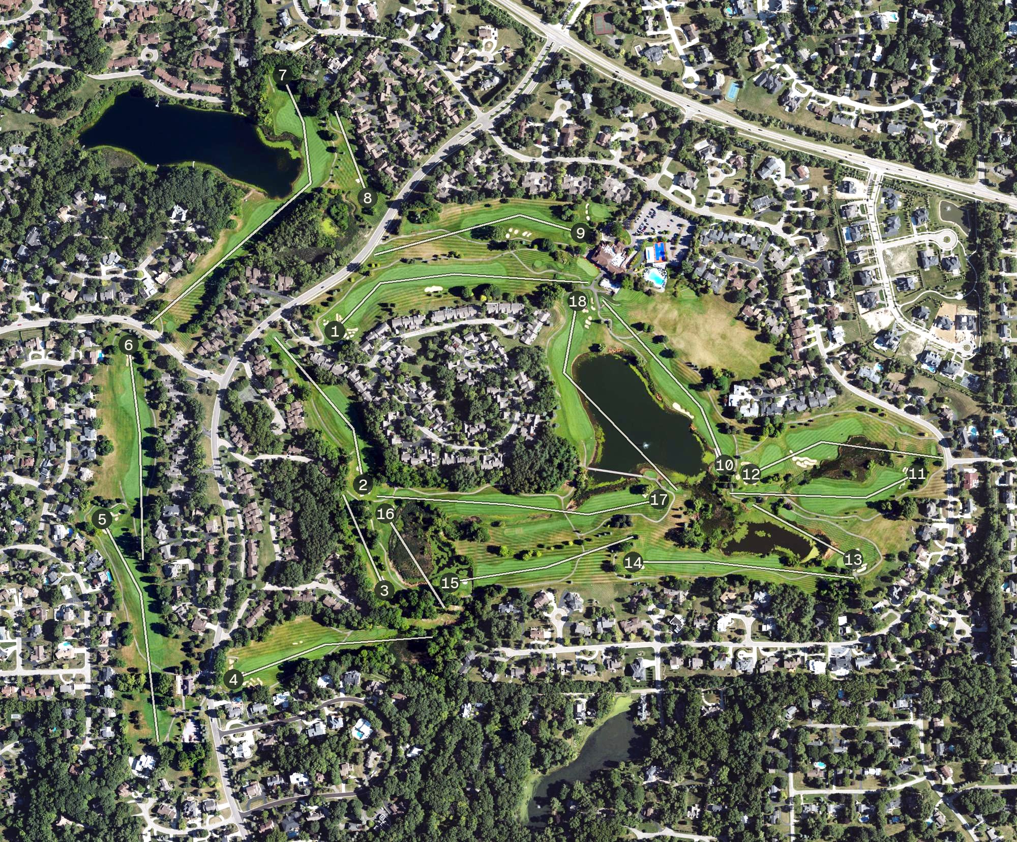 Aerial view of Wabeek Country Club, MI