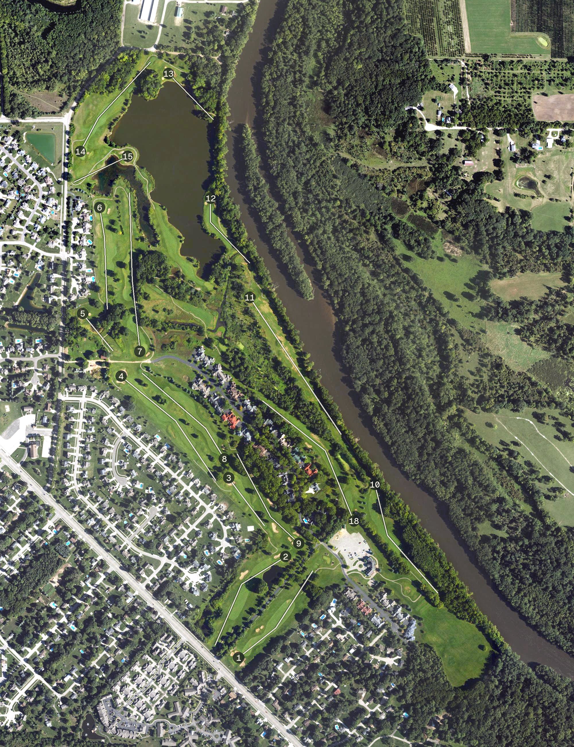 Aerial view of Wallinwood Springs Golf Club, MI
