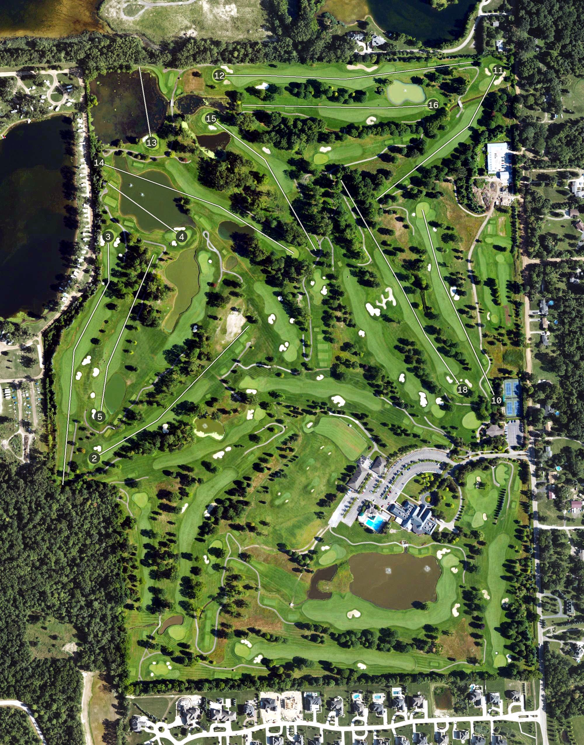 Aerial view of Walnut Creek Country Club, MI