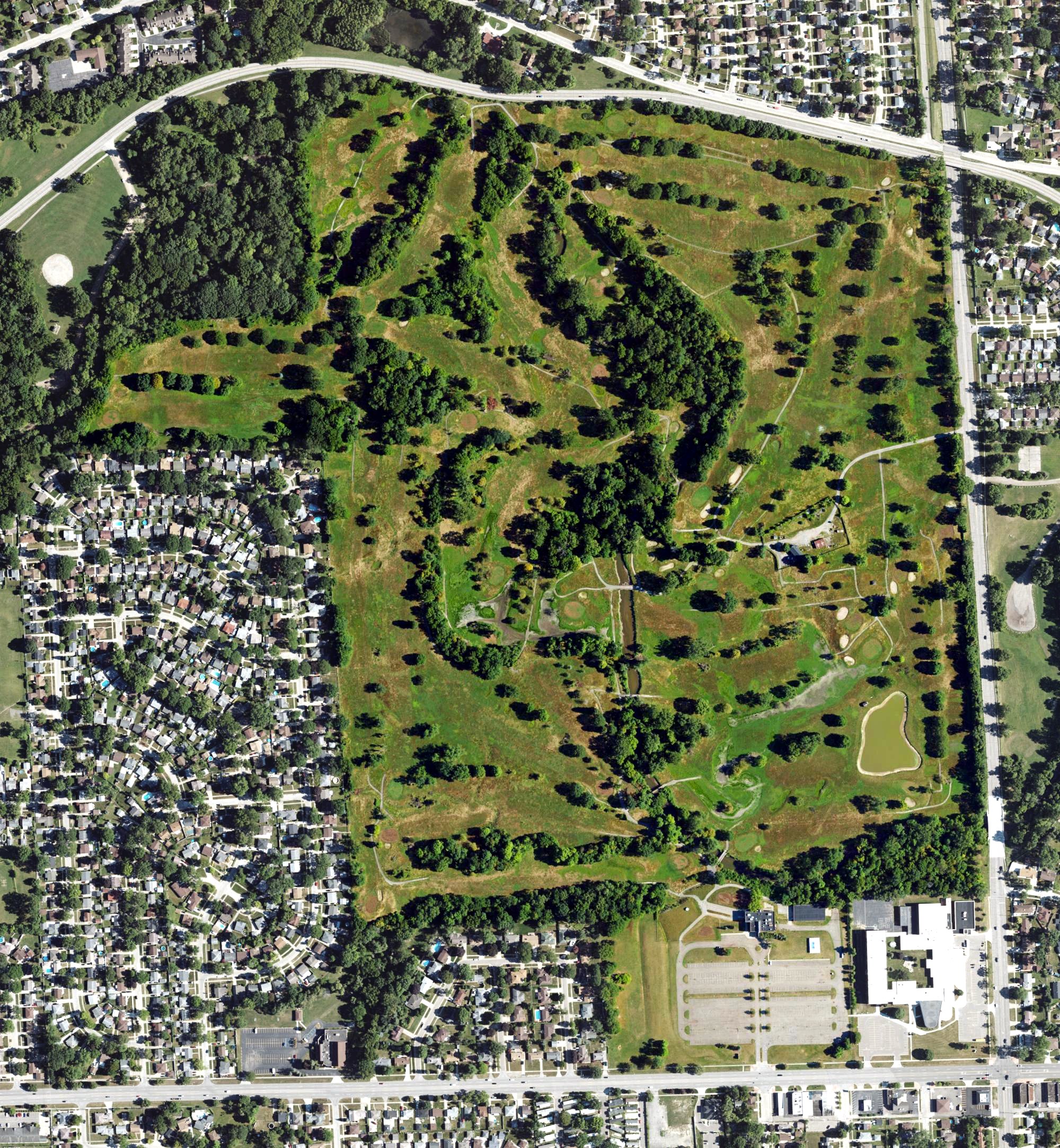 Aerial view of Warren Valley Golf Course, MI