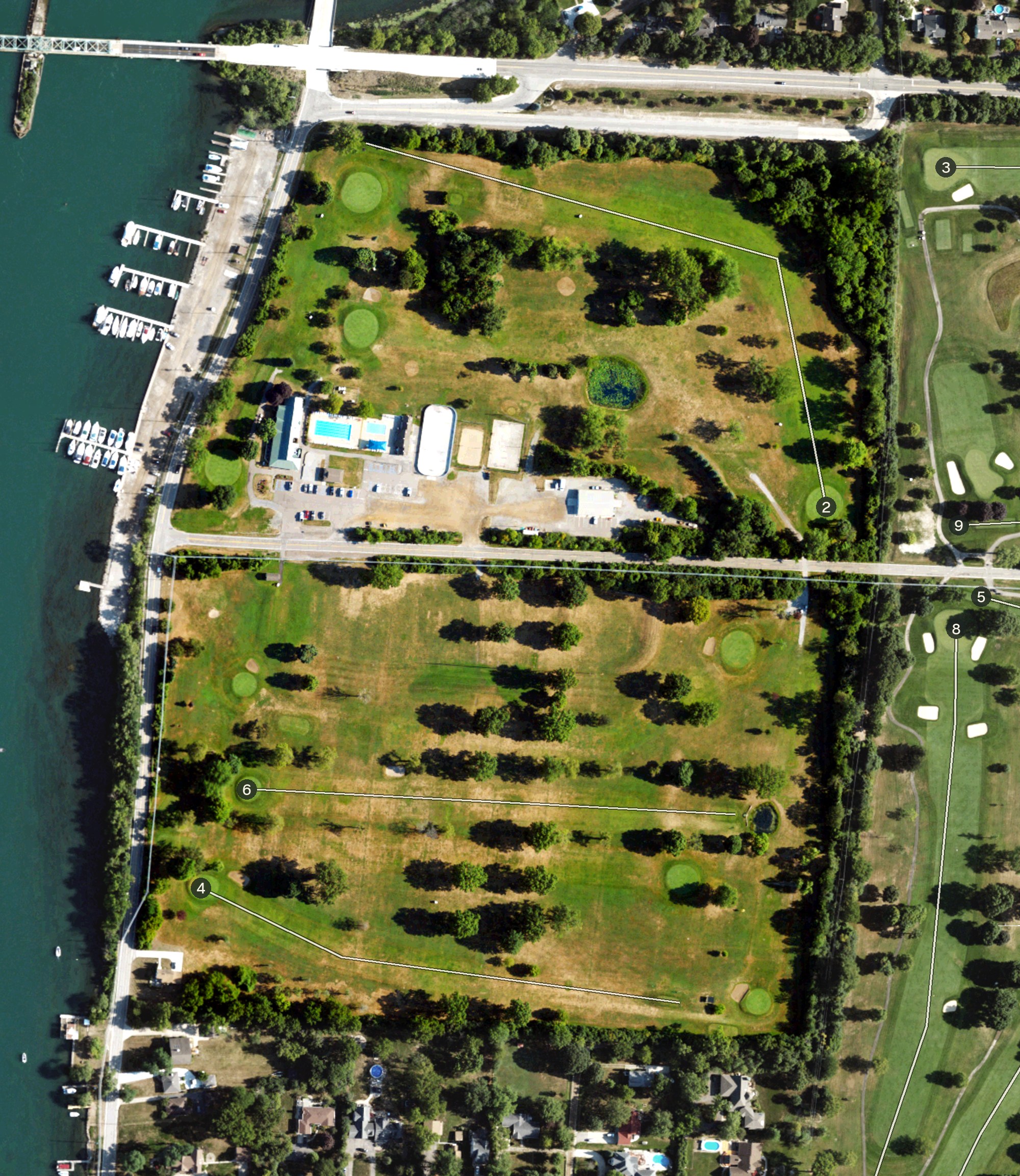 Aerial view of Water's Edge Golf Course, MI