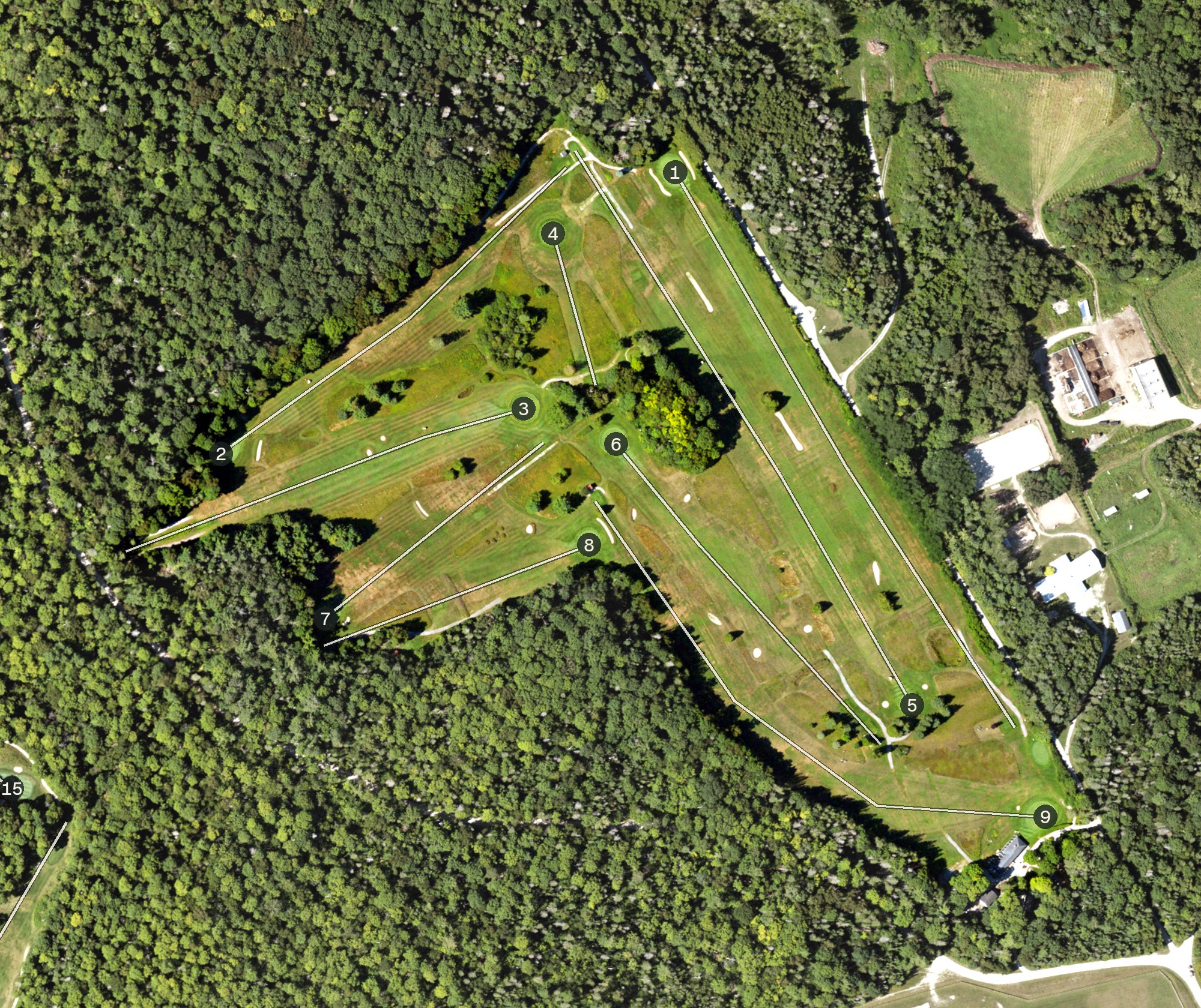 Aerial view of Wawashkamo Golf Course, MI