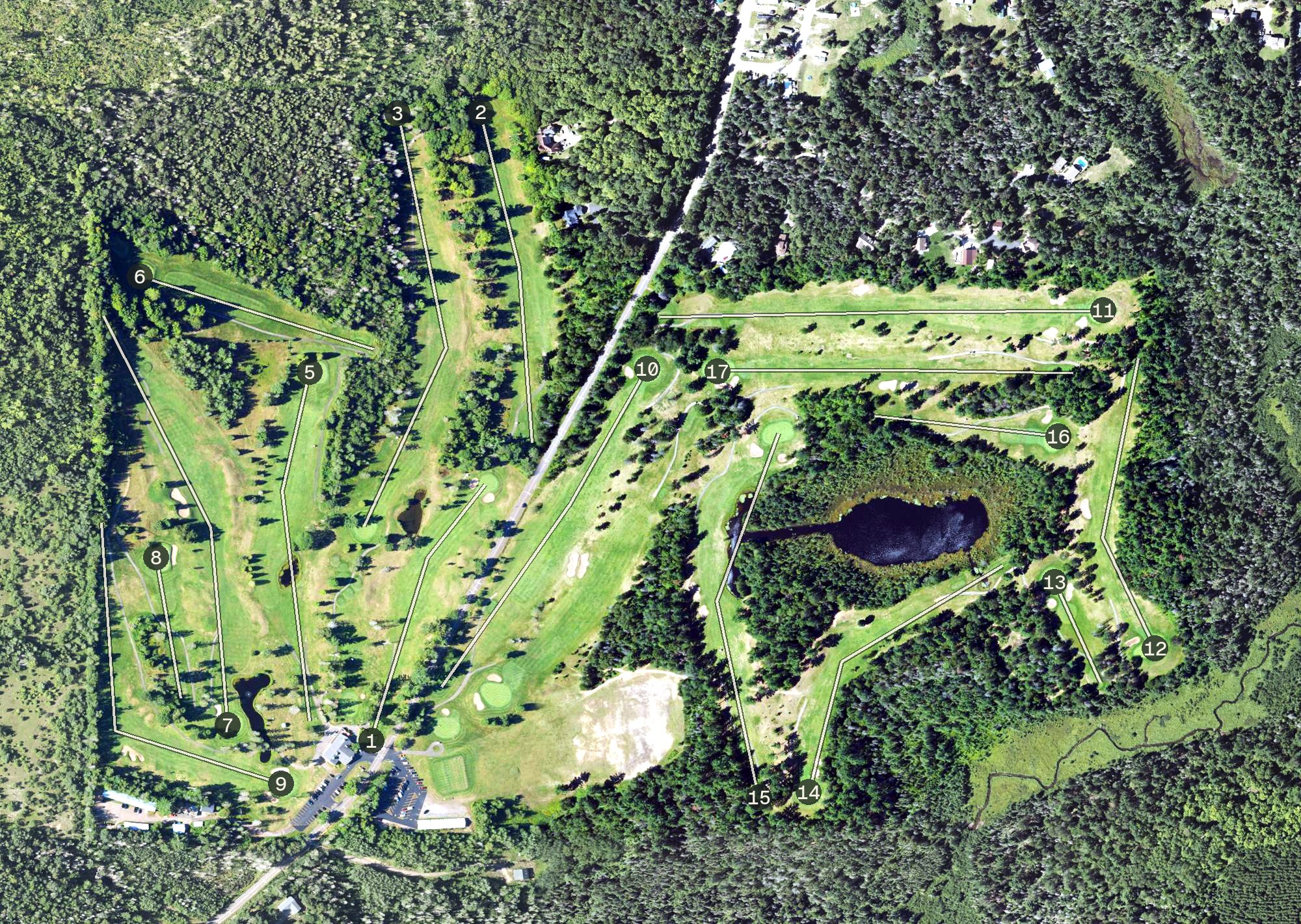 Aerial view of Wawonowin Golf Course, MI