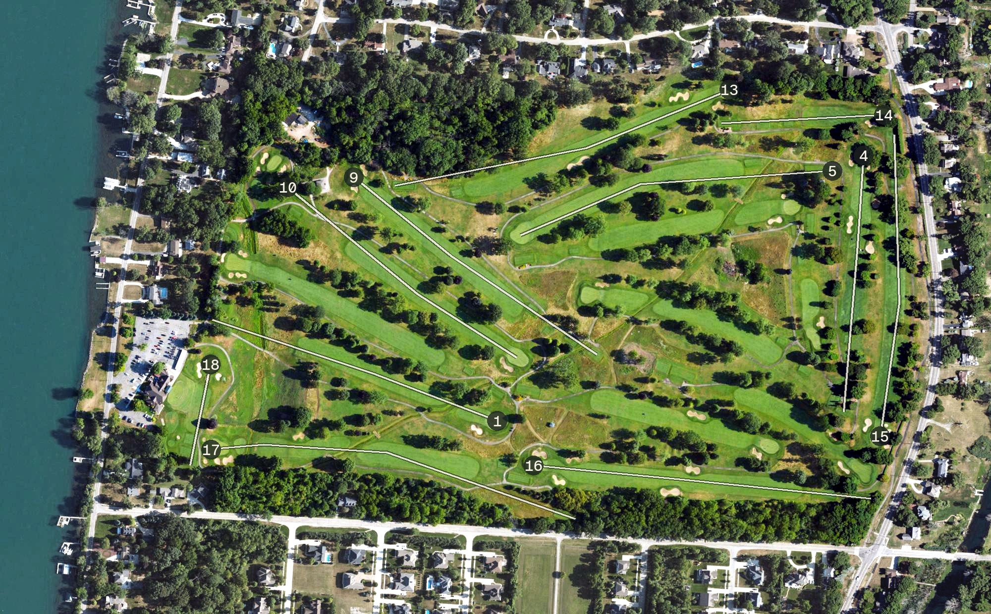 Aerial view of West Shore Golf & Country Club, MI
