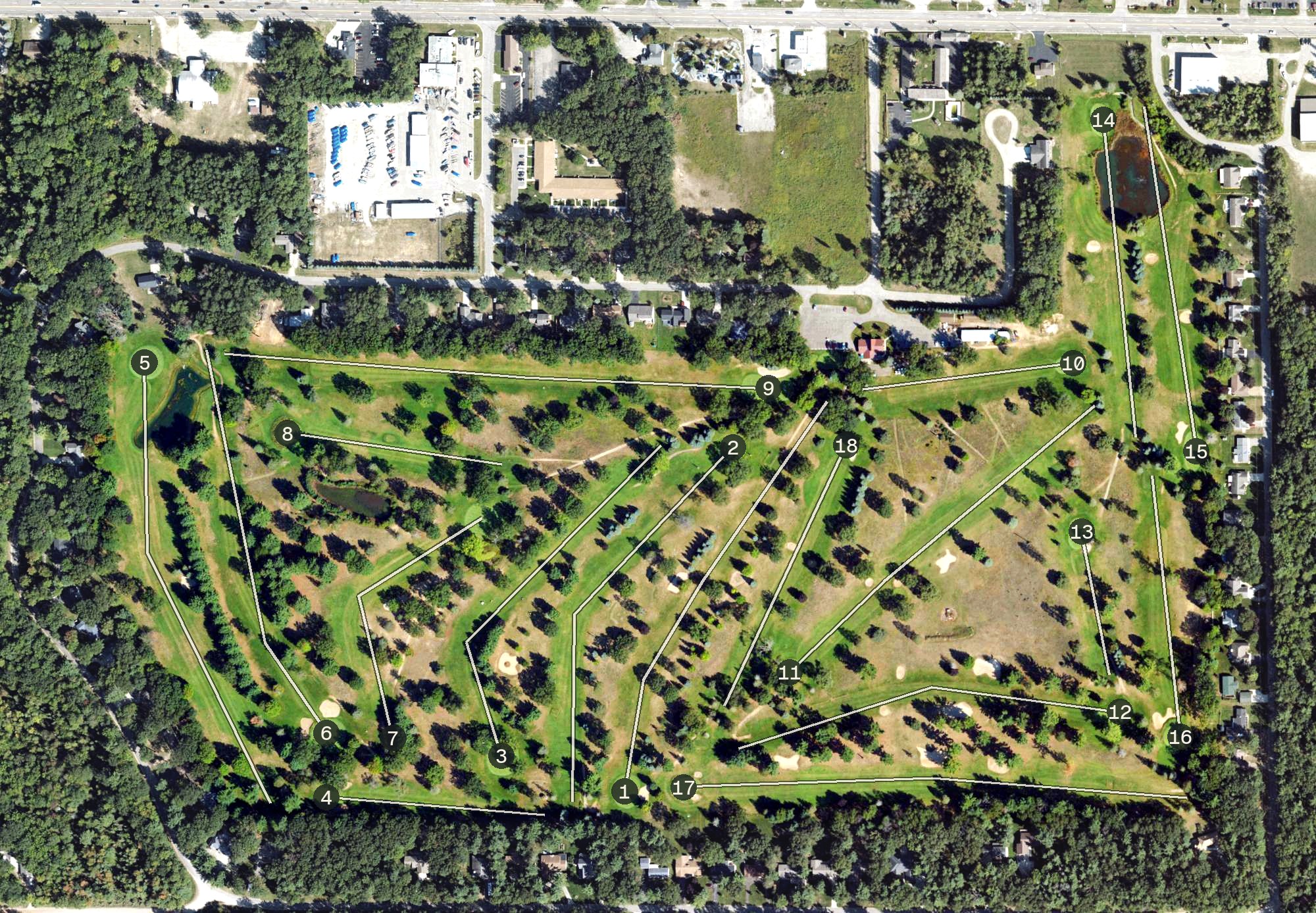 Aerial view of White Deer Country Club, MI