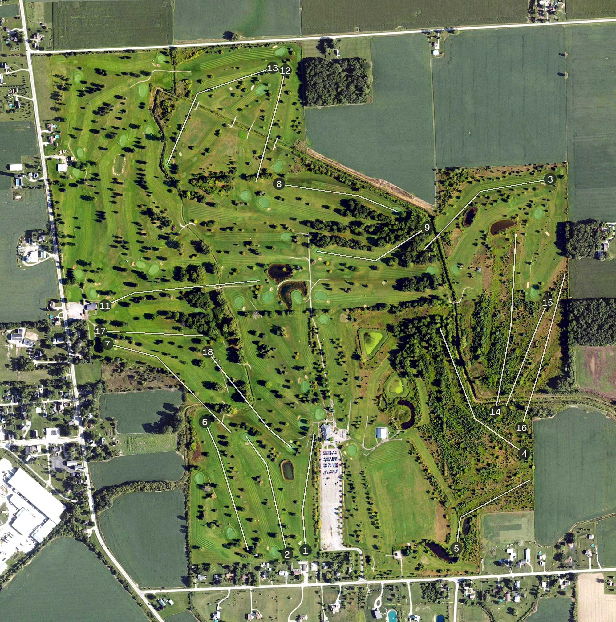 Aerial view of Whiteford Valley Golf Club, MI