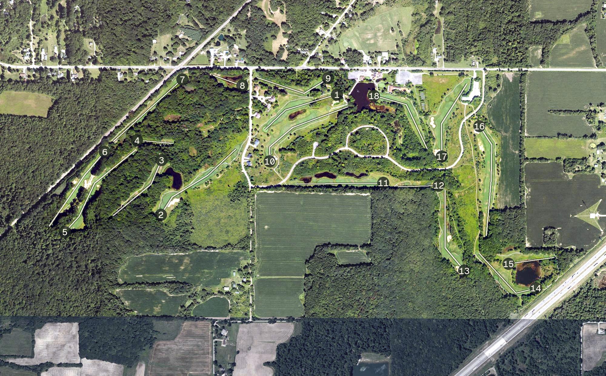 Aerial view of Whittaker Woods Golf Club, MI