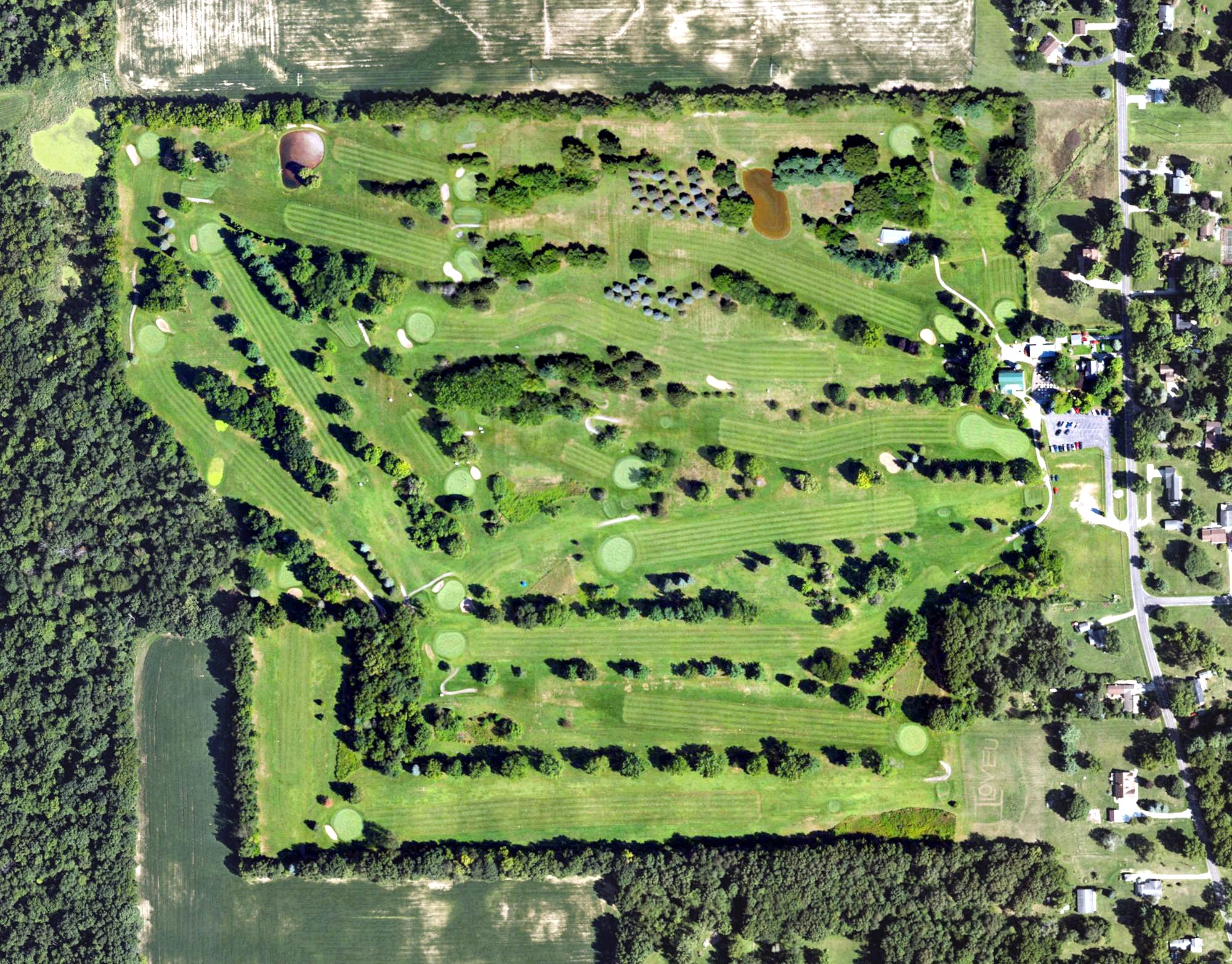 Aerial view of Woodlawn Golf Club, MI