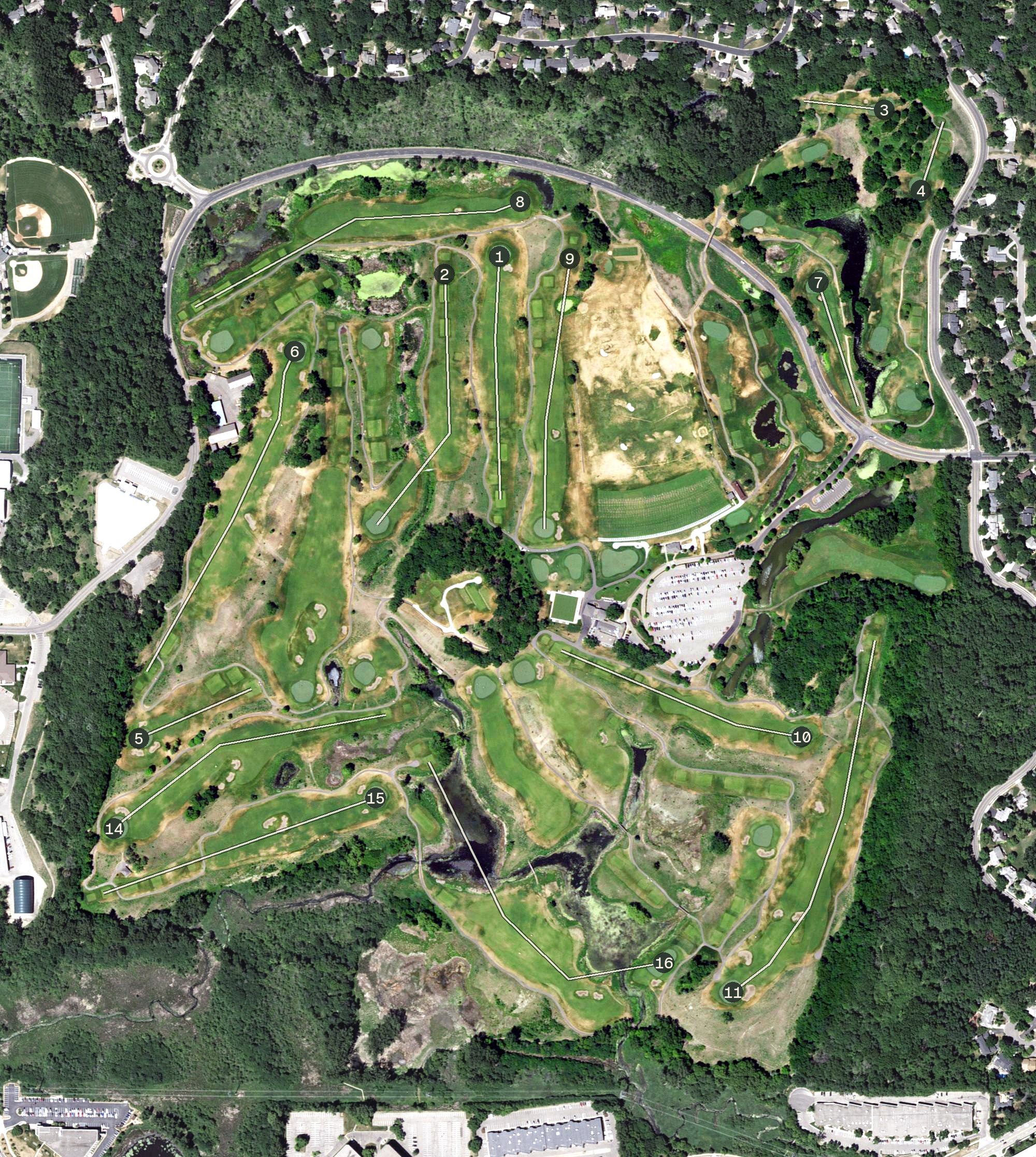Aerial view of Braemar Golf Course, MN