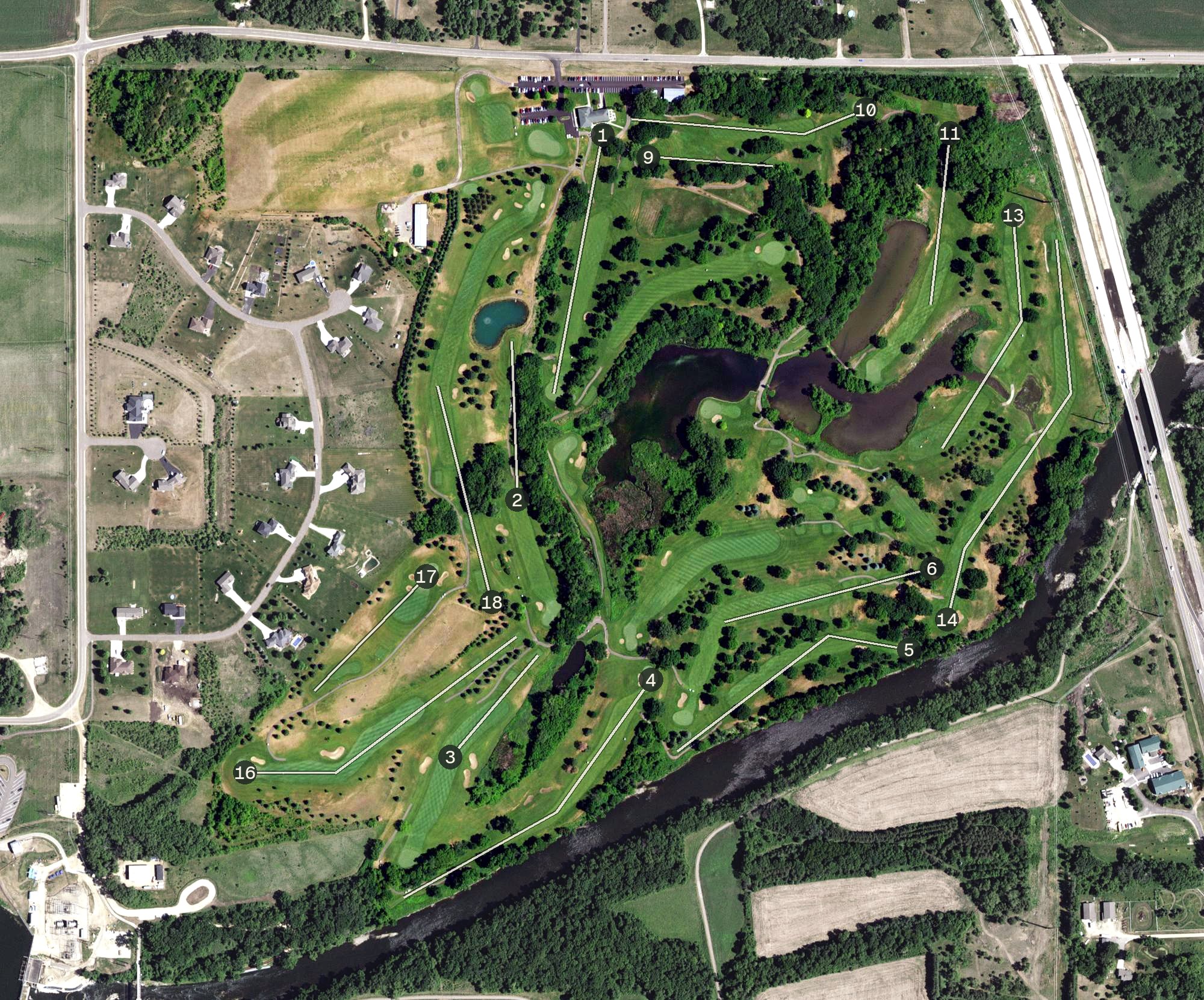 Aerial view of Cannon Golf Club, MN