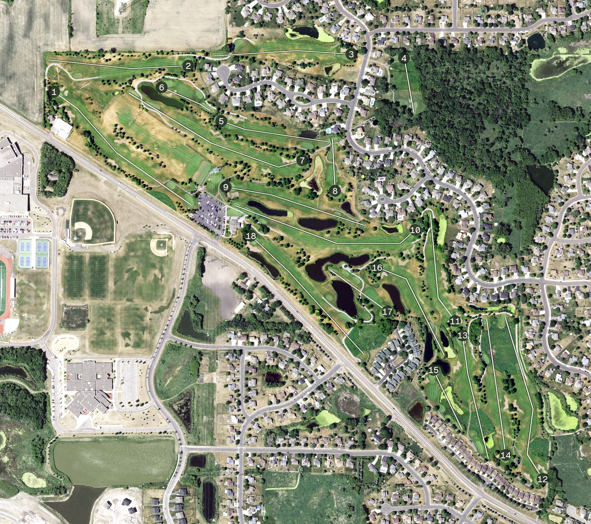 Aerial view of Cedar Creek Golf Course, MN