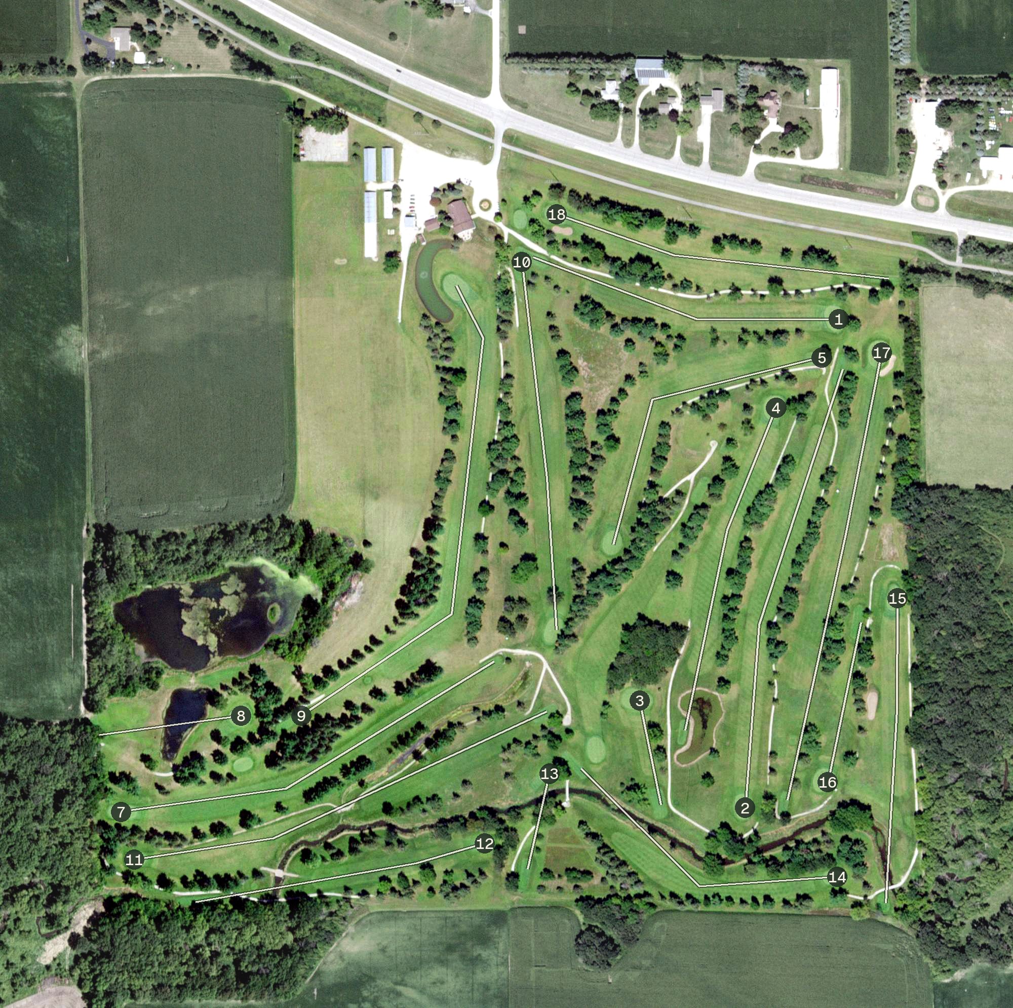 Aerial view of Cedar River Golf Course, MN