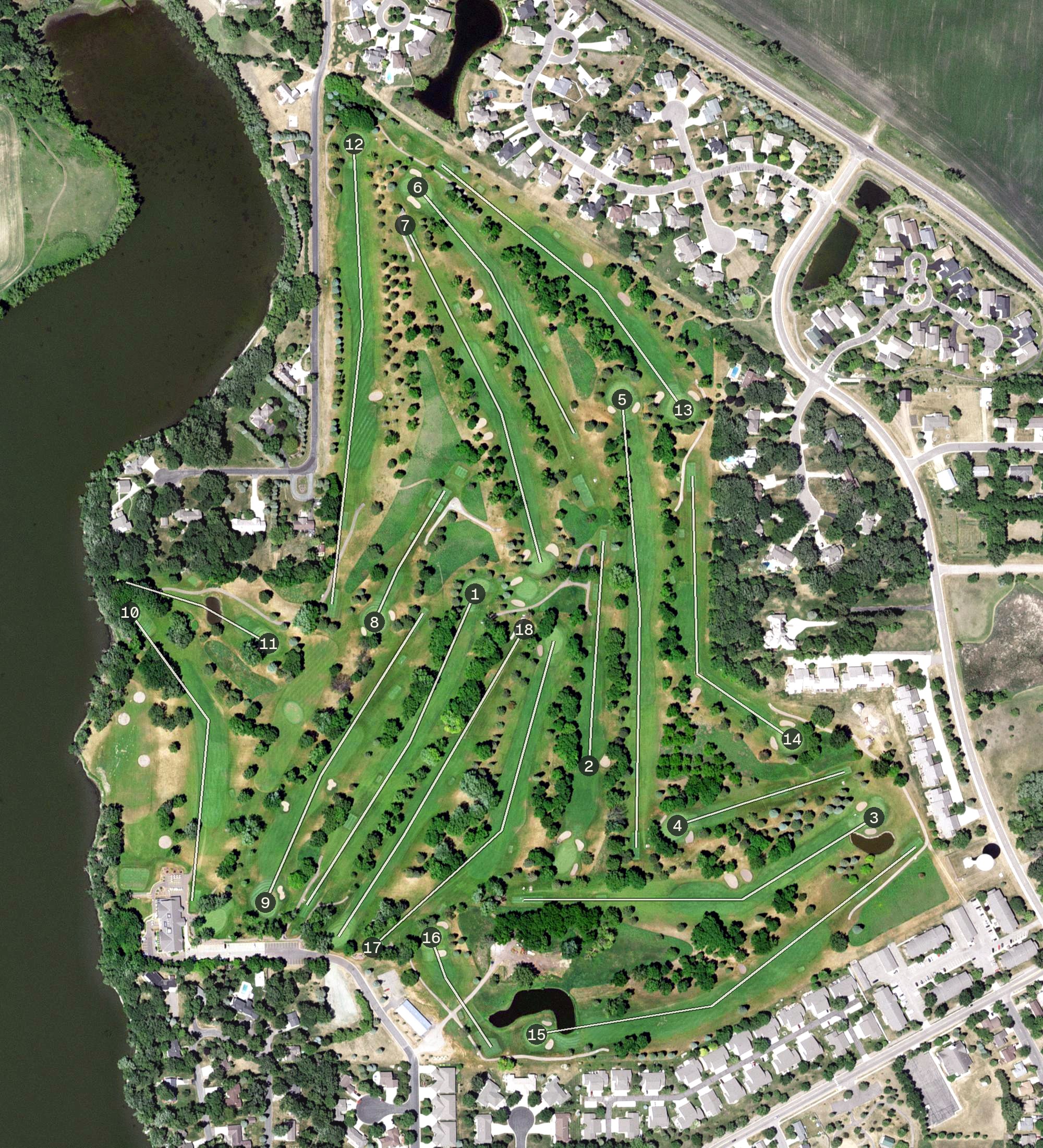 Aerial view of Crow River Country Club, MN