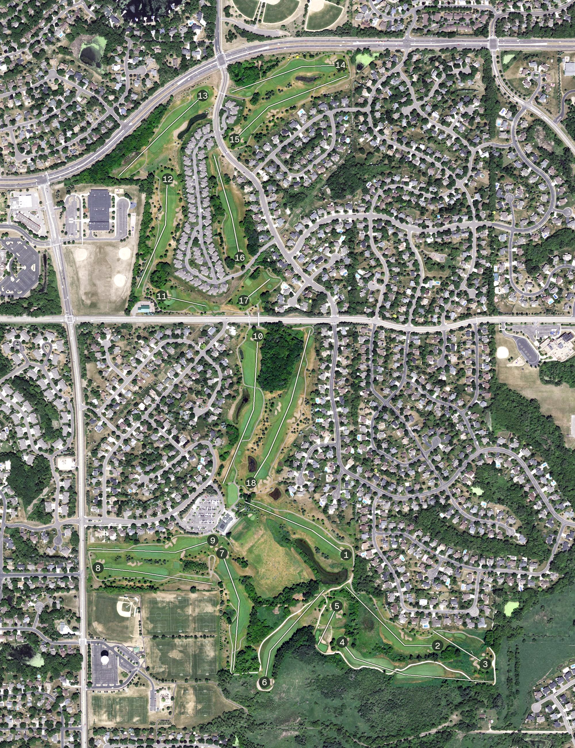 Aerial view of Crystal Lake Golf Club, MN