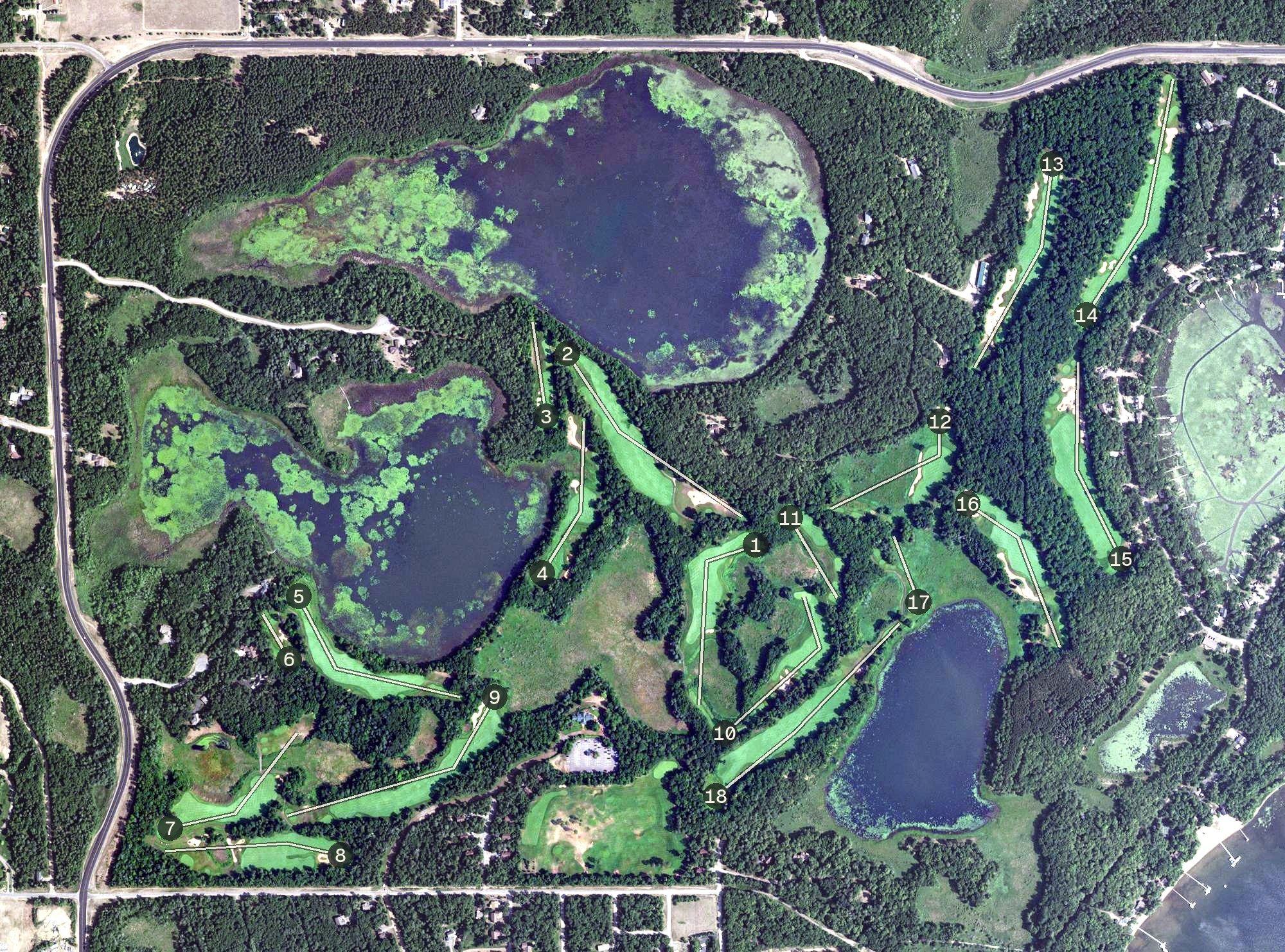 Aerial view of Deacon's Lodge, MN