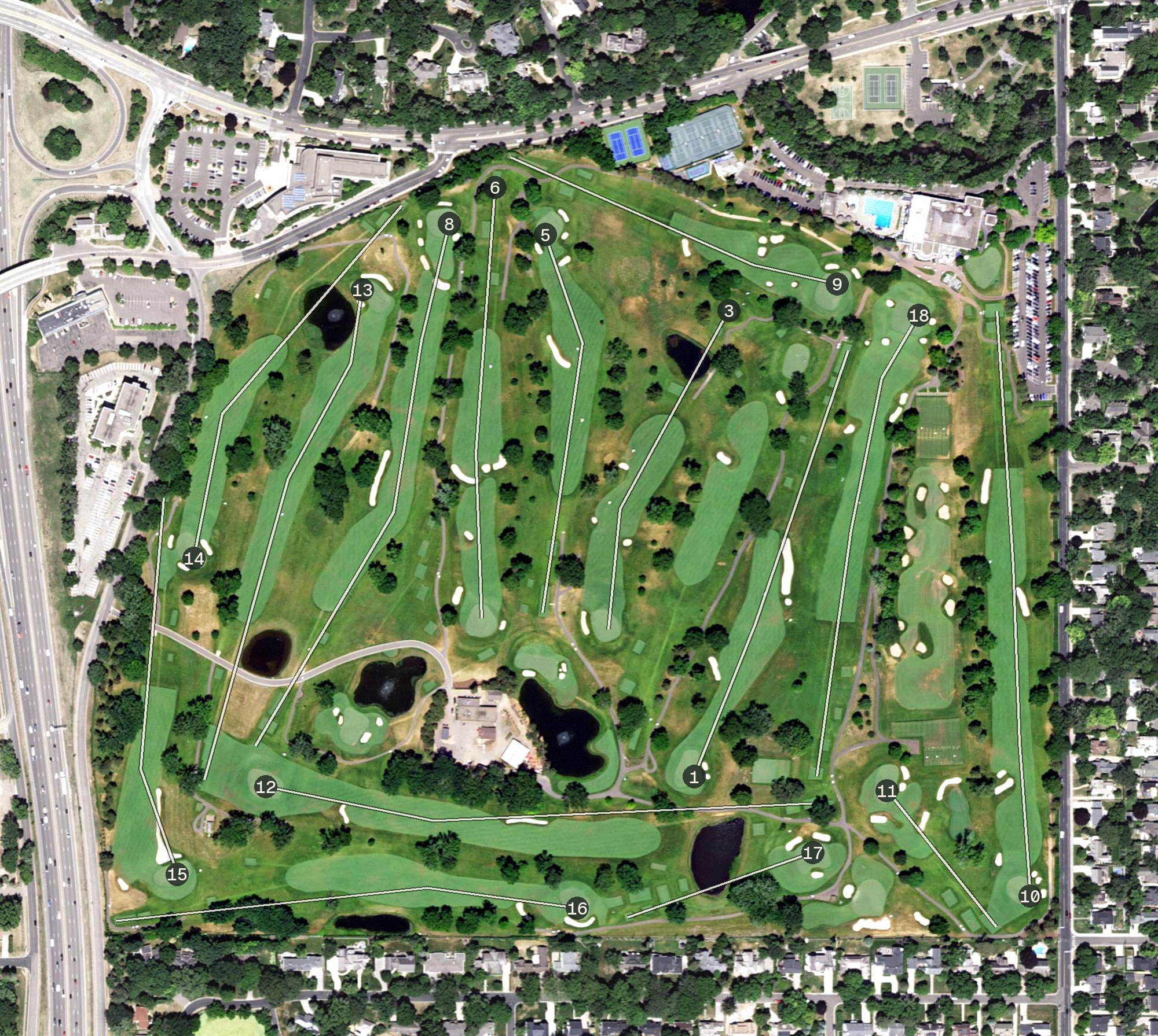 Aerial view of Edina Country Club, MN