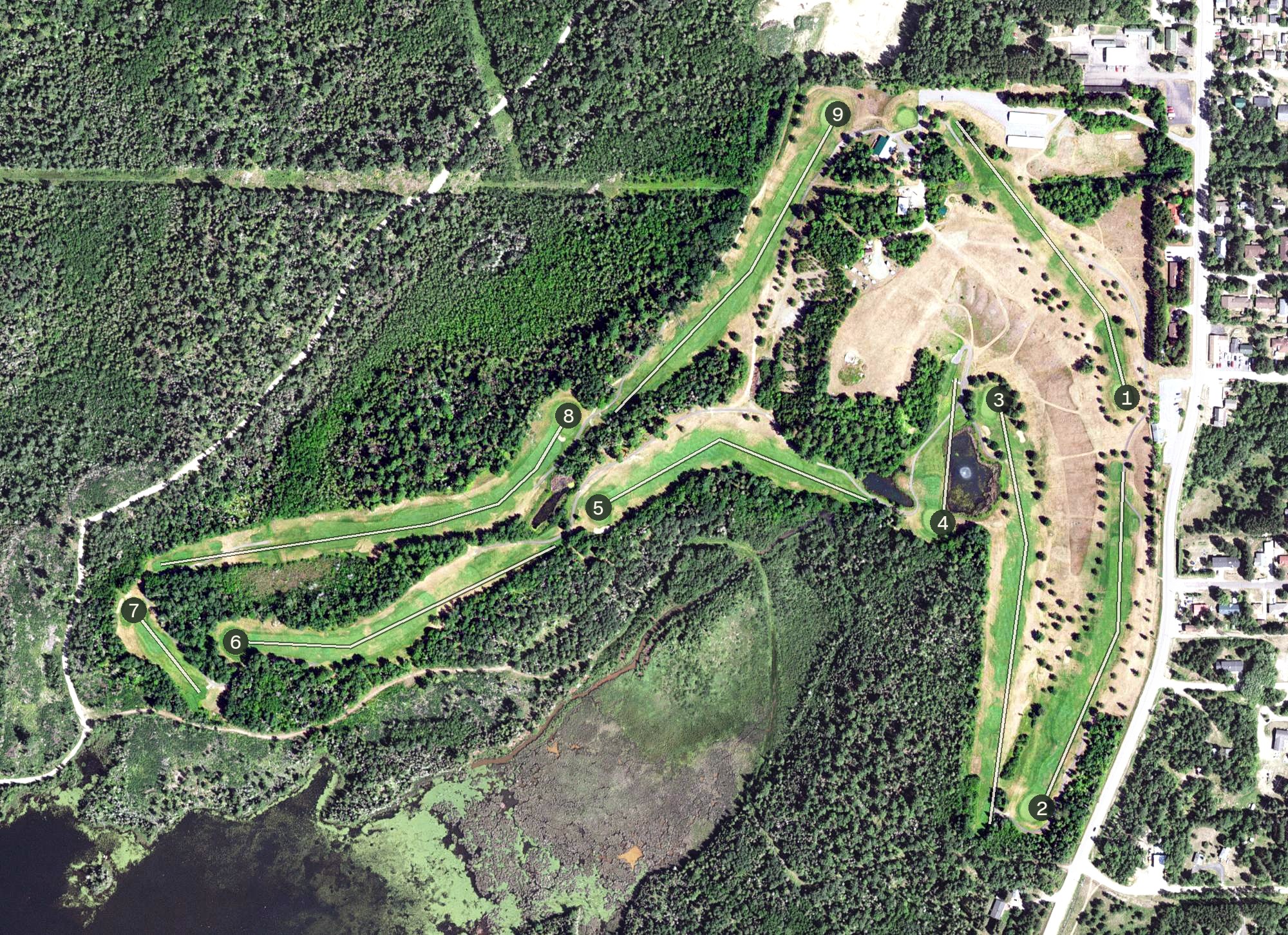 Aerial view of Ely Golf Club, MN