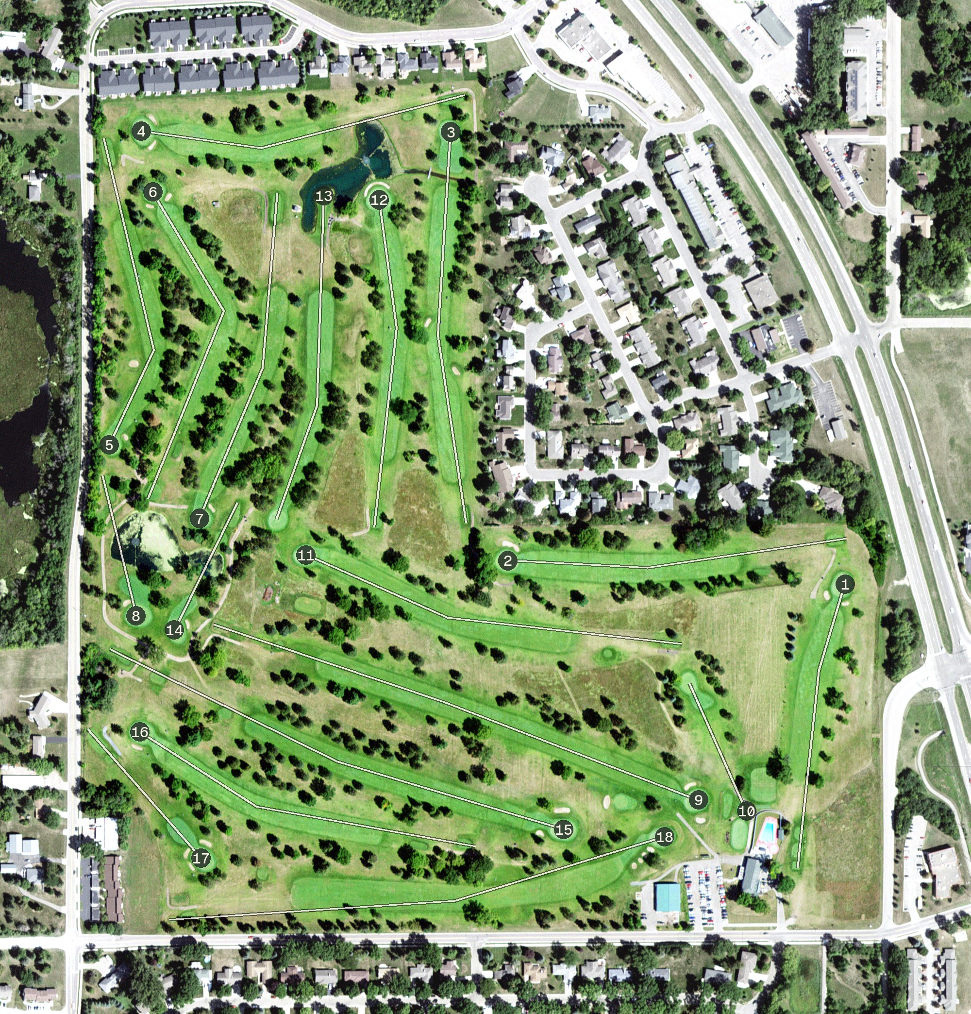 Aerial view of Faribault Golf Club, MN