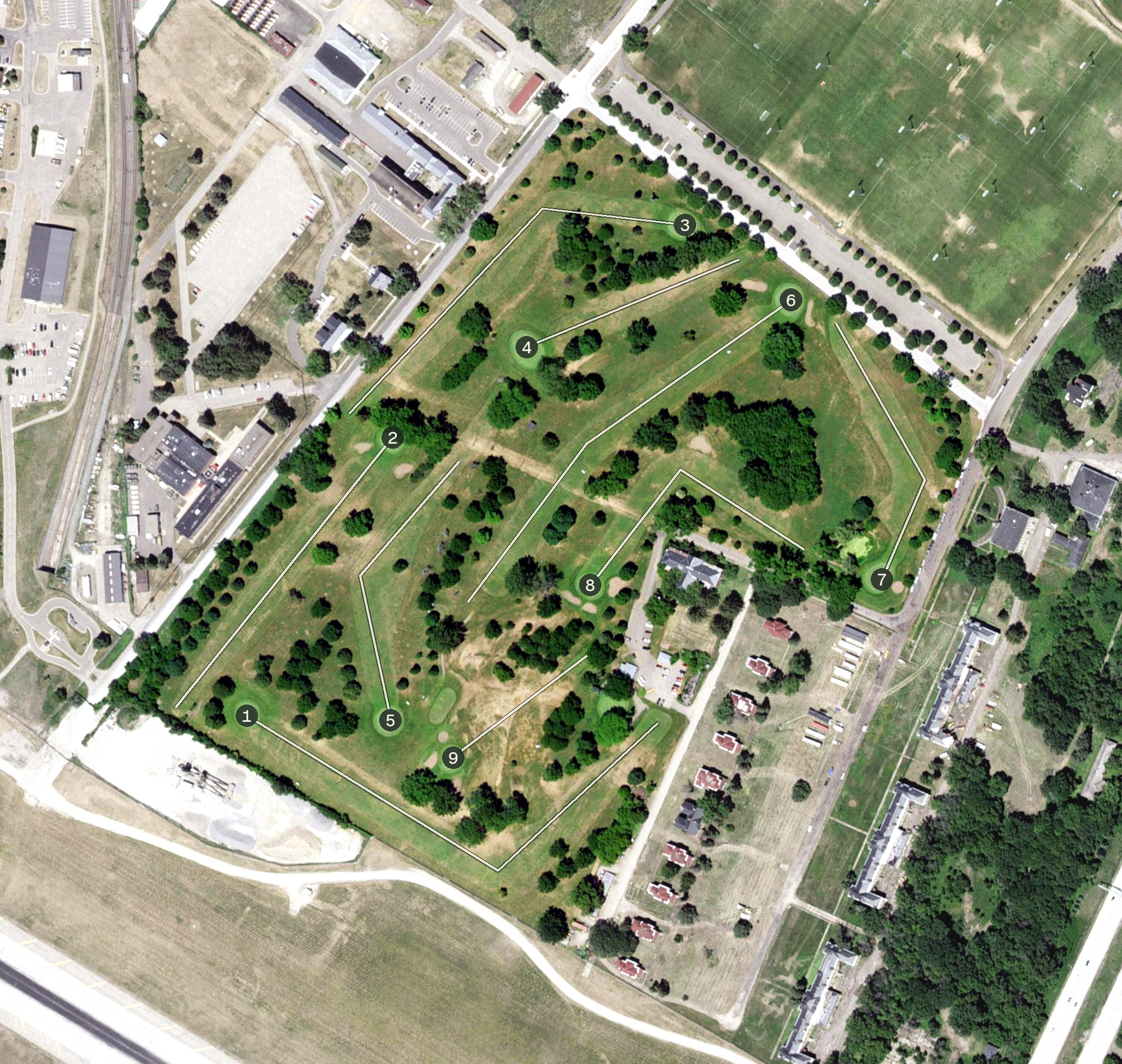 Aerial view of Fort Snelling Golf Course, MN