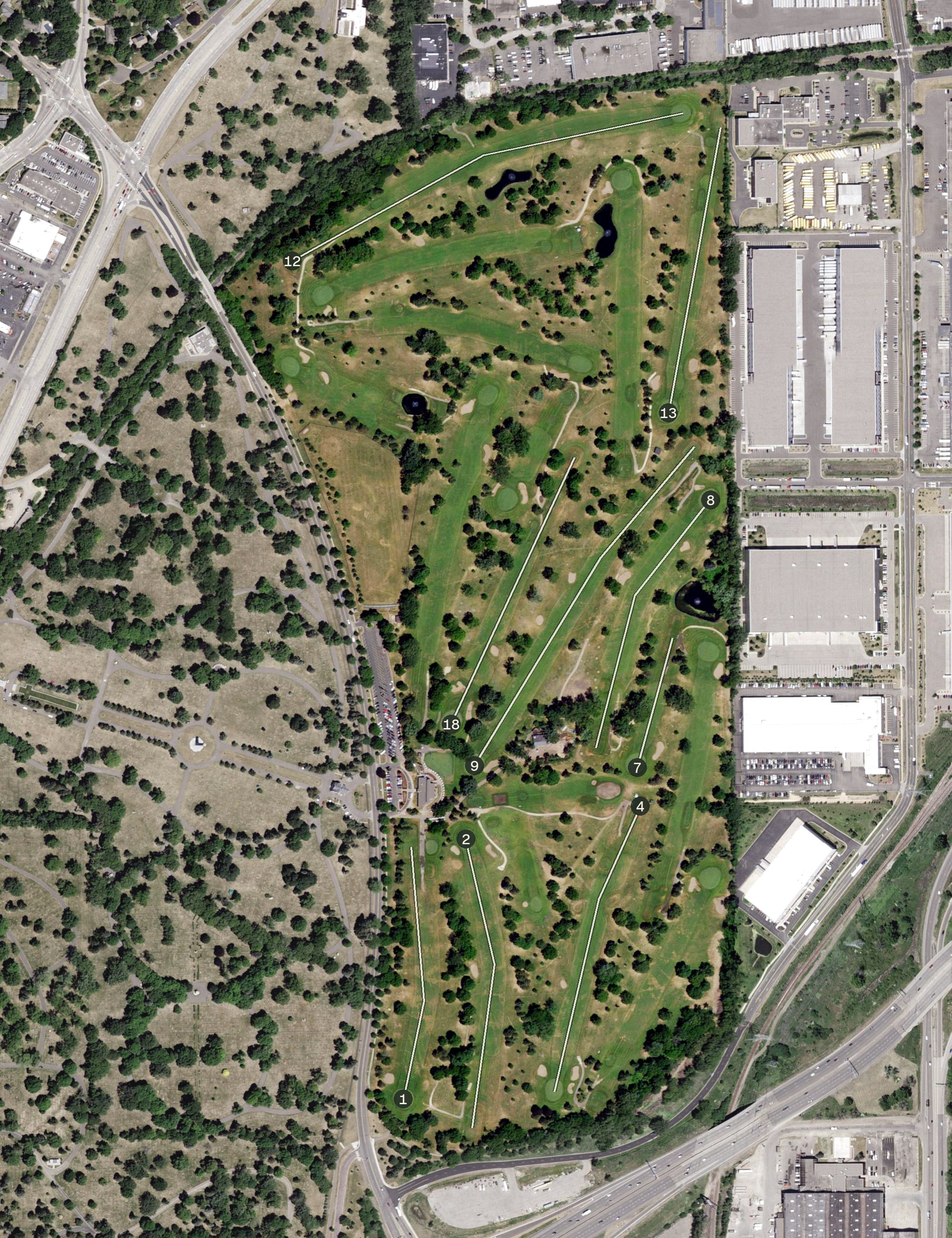 Aerial view of Francis Gross Golf Course, MN