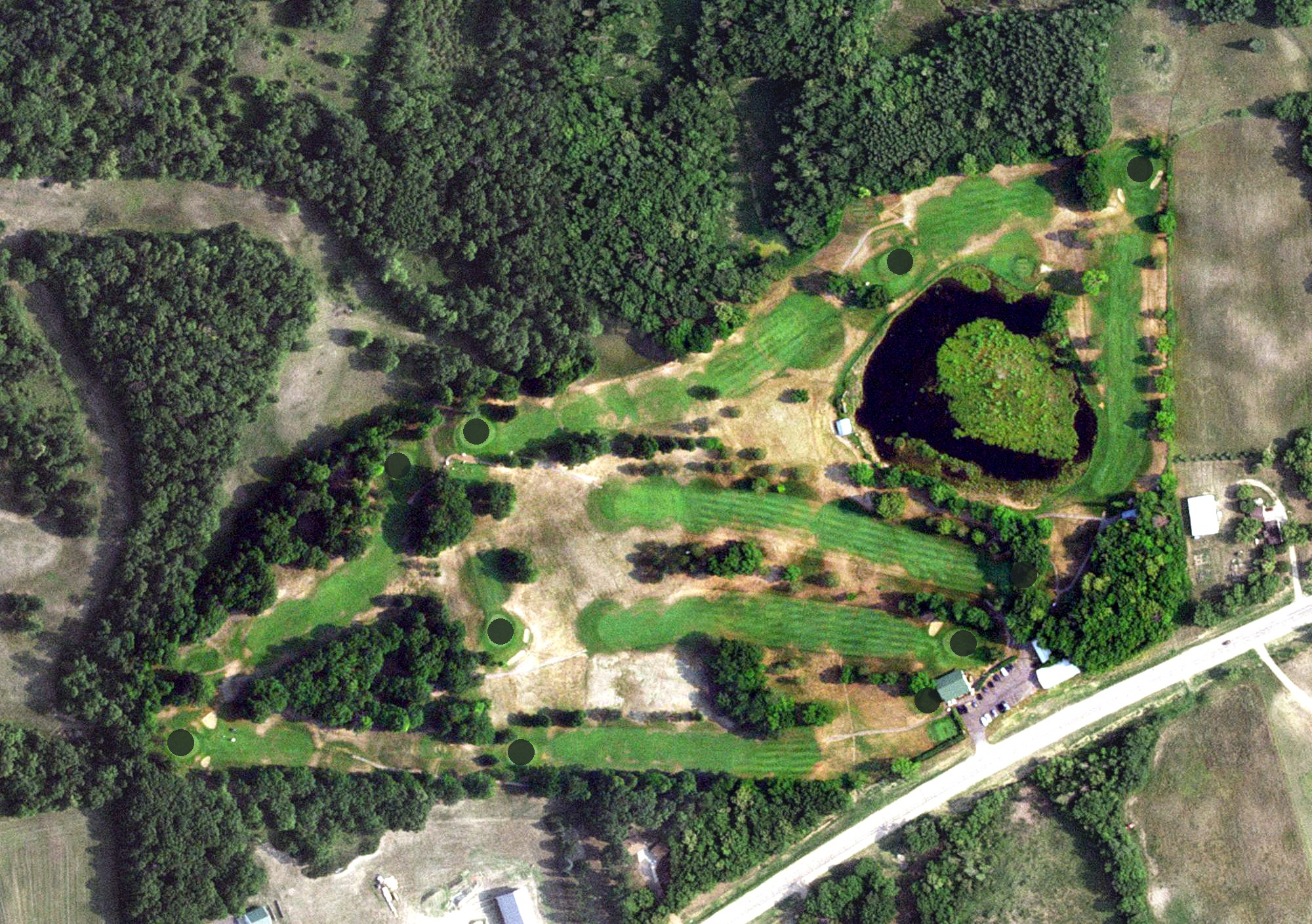 Aerial view of Frazee Golf Course, MN