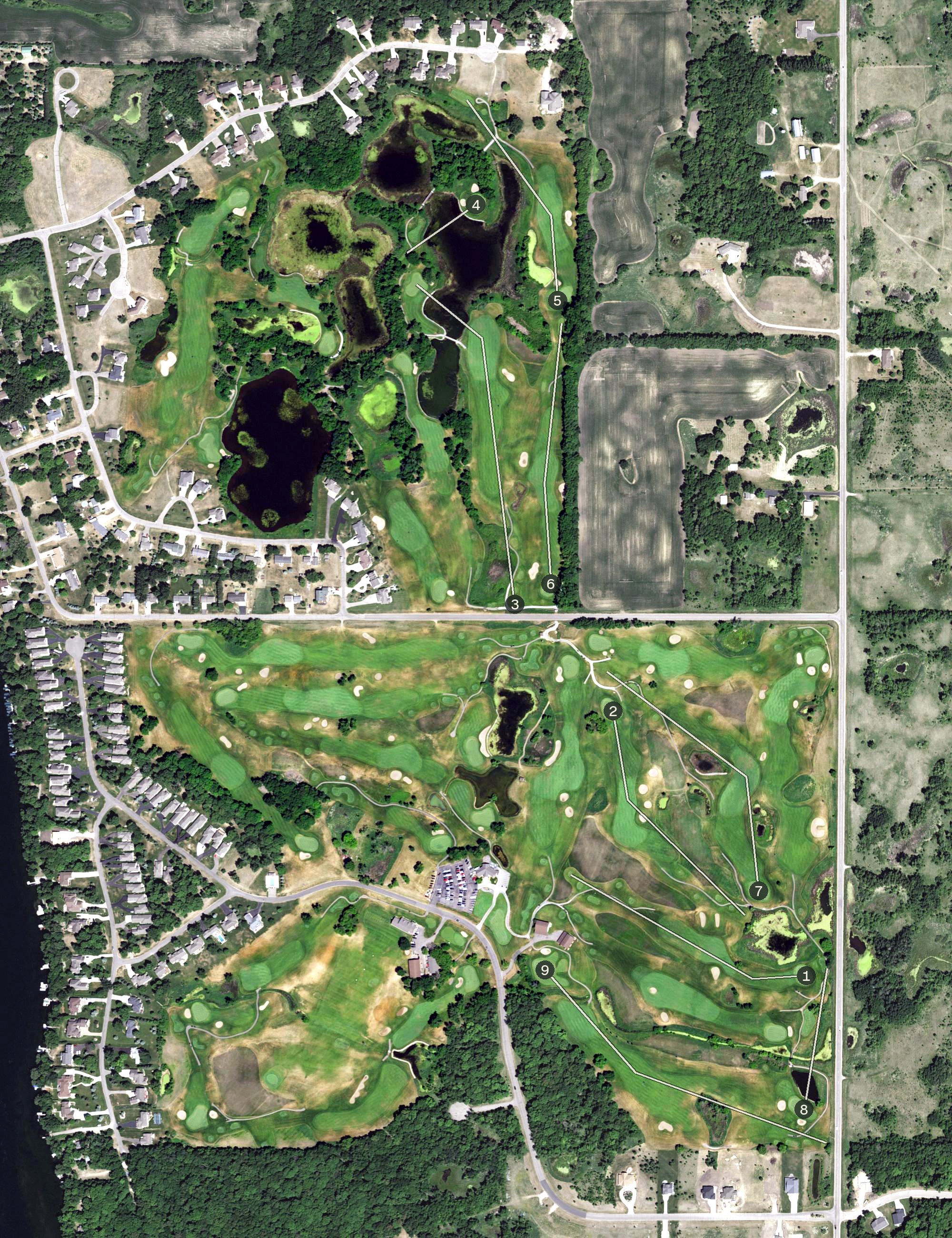Aerial view of Geneva Golf Club, MN