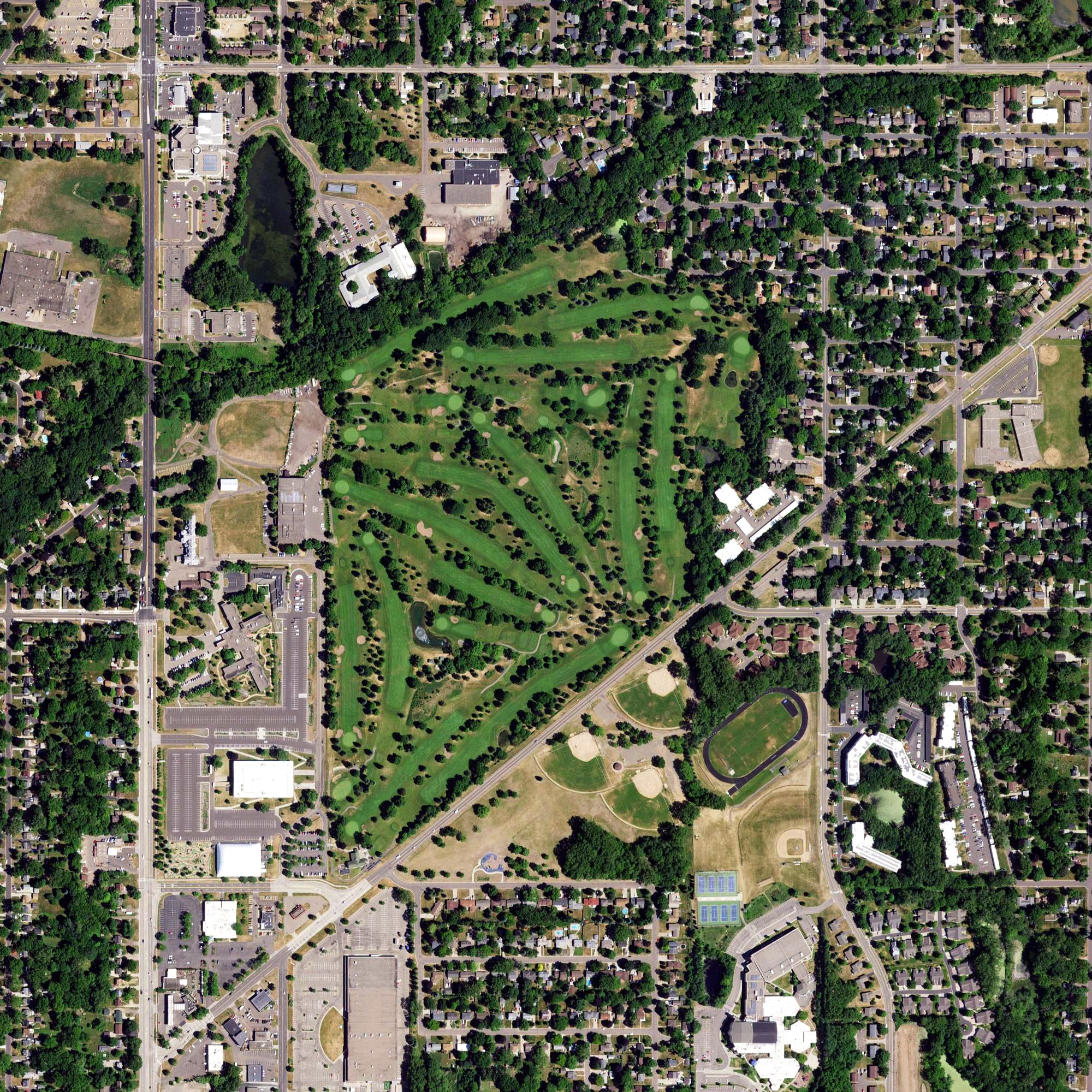 Aerial view of Goodrich Golf Course, MN
