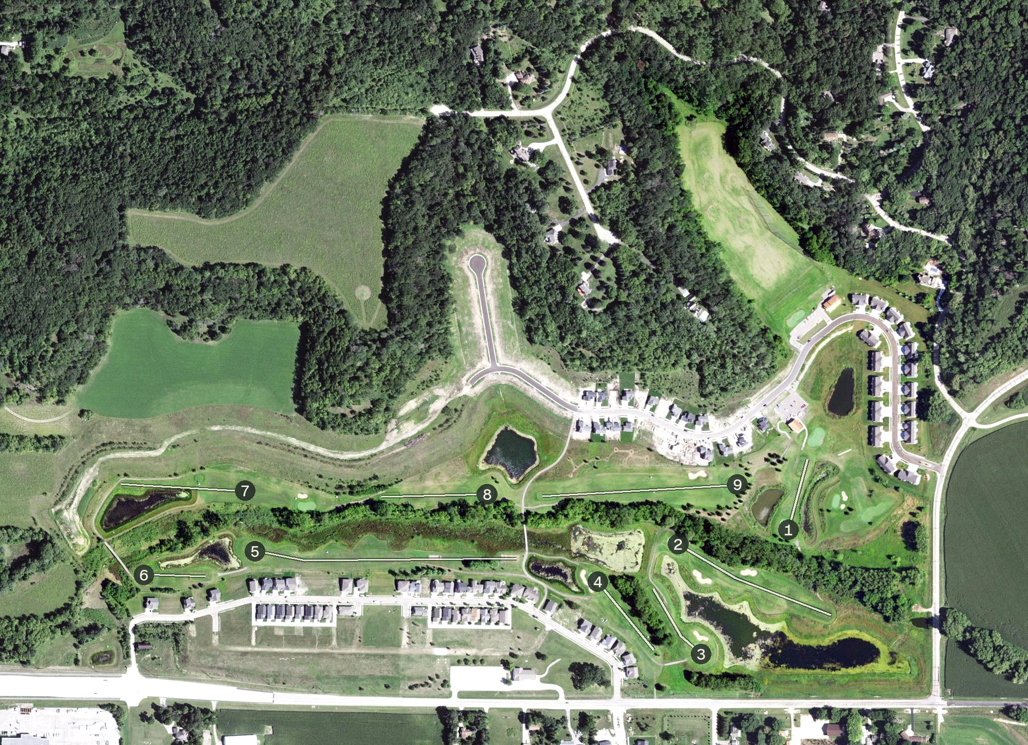Aerial view of Hadley Creek Golf Learning Center, MN