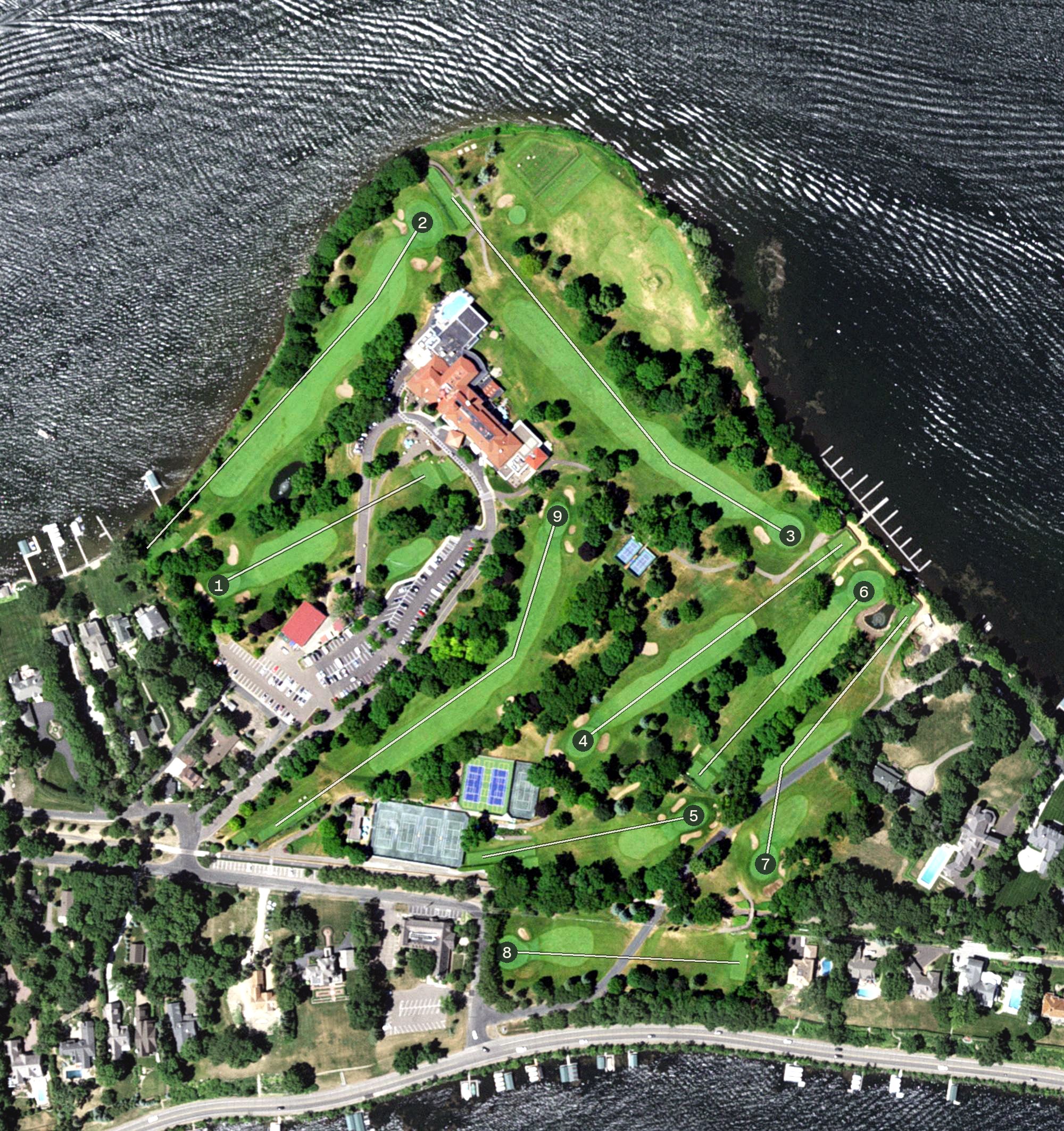 Aerial view of Lafayette Club, MN
