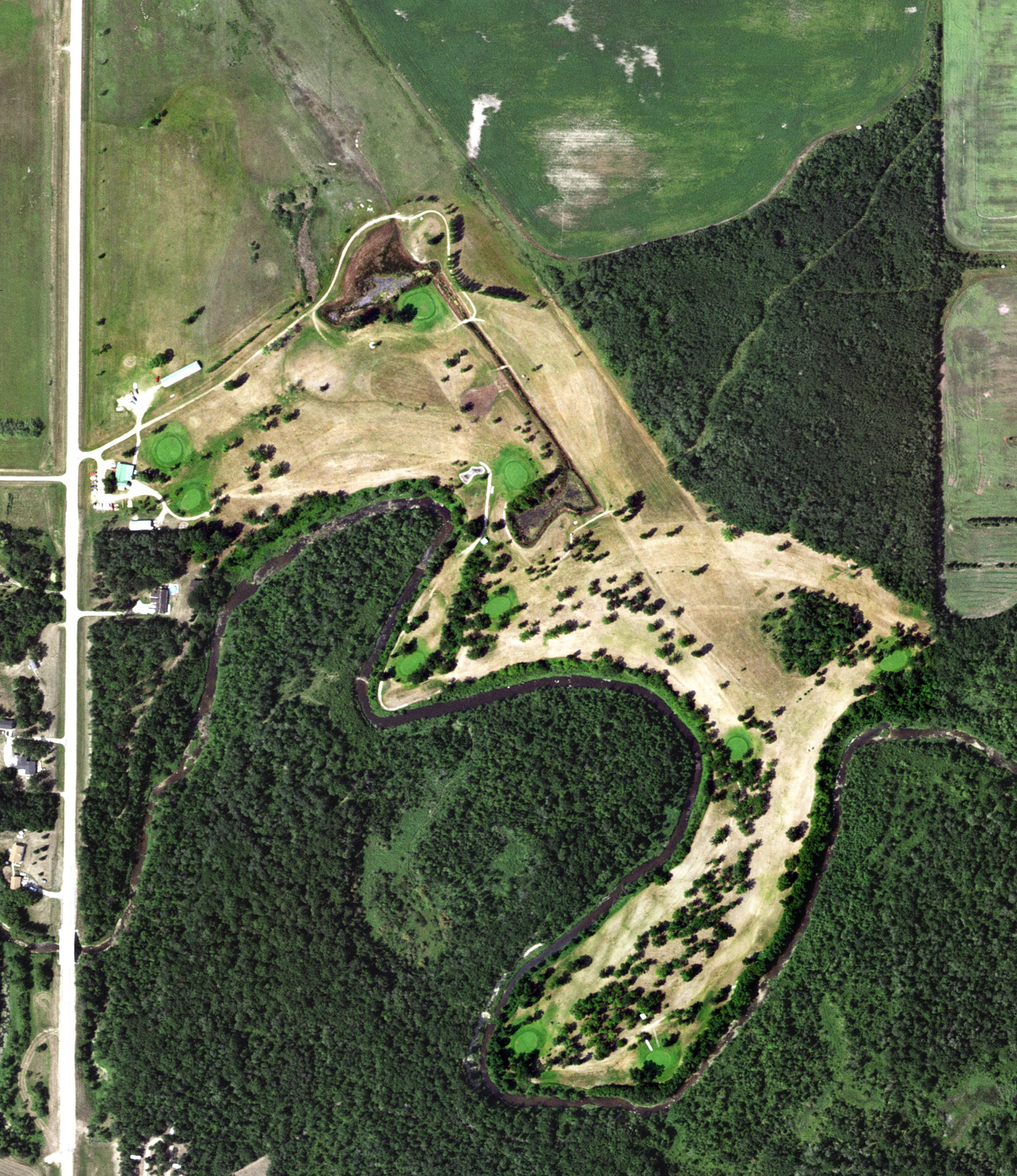Aerial view of Lancaster Riverside Golf Club, MN
