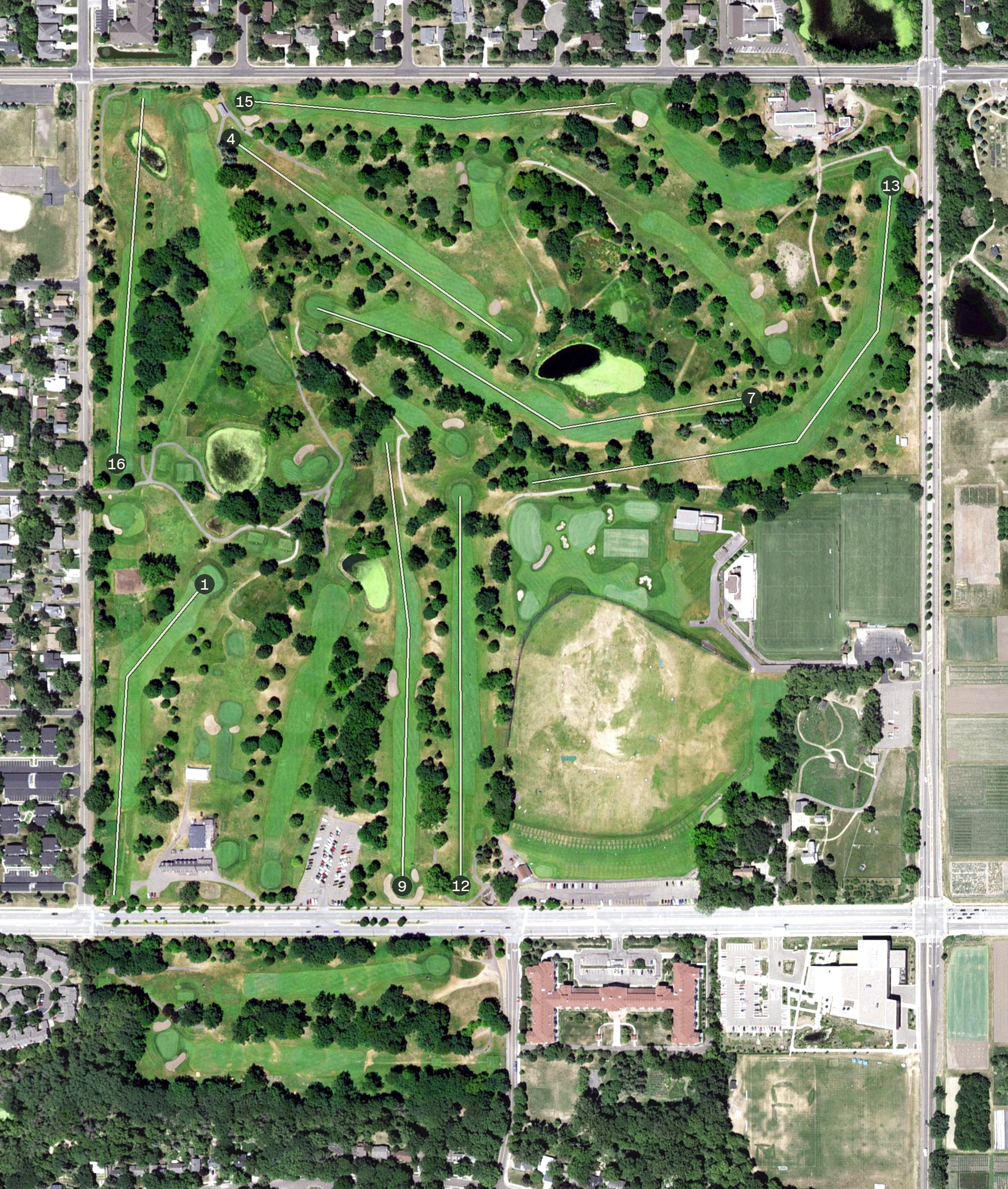 Aerial view of Les Bolstad Golf Course, MN