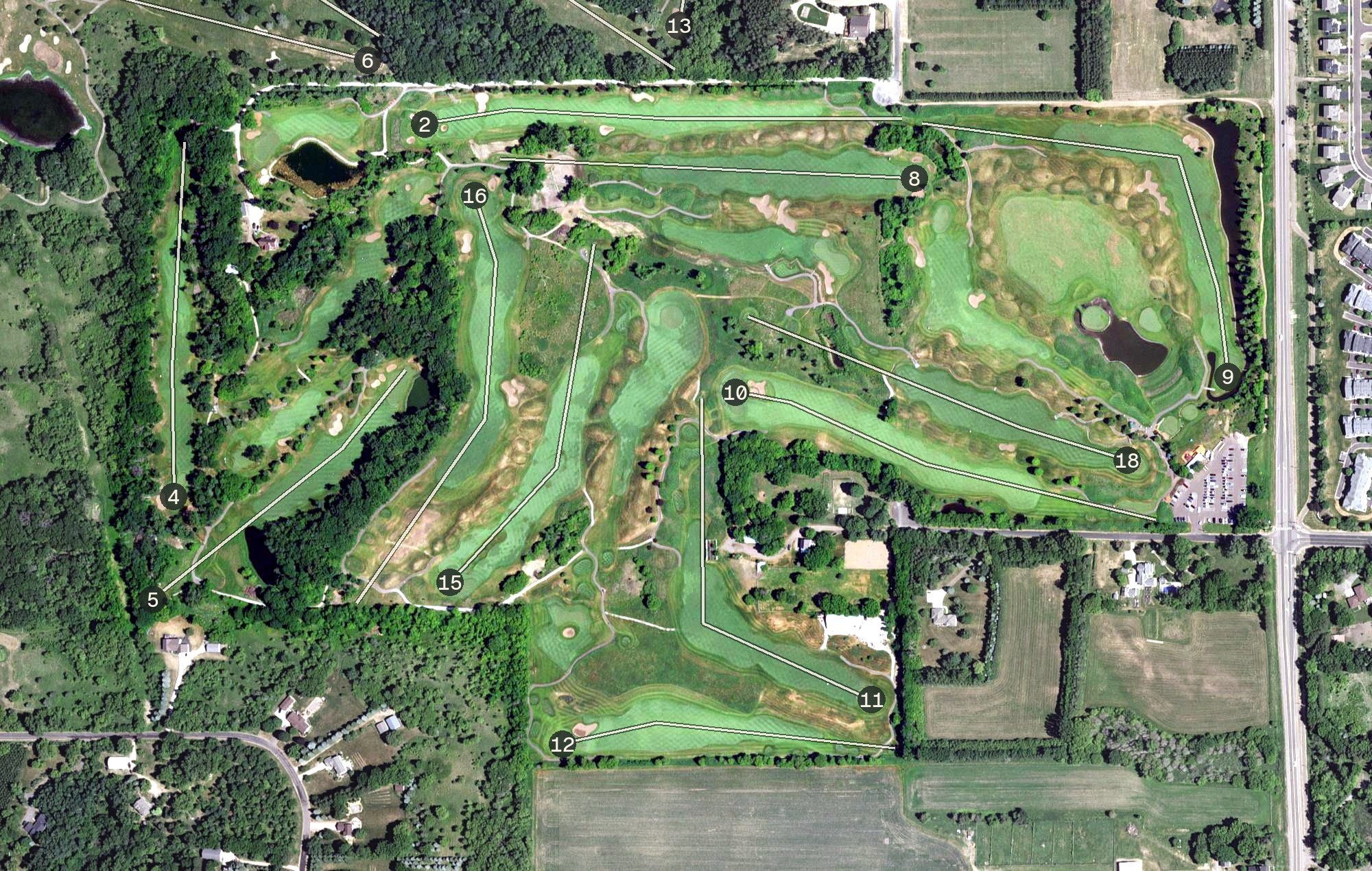 Aerial view of Loggers Trail Golf Course, MN