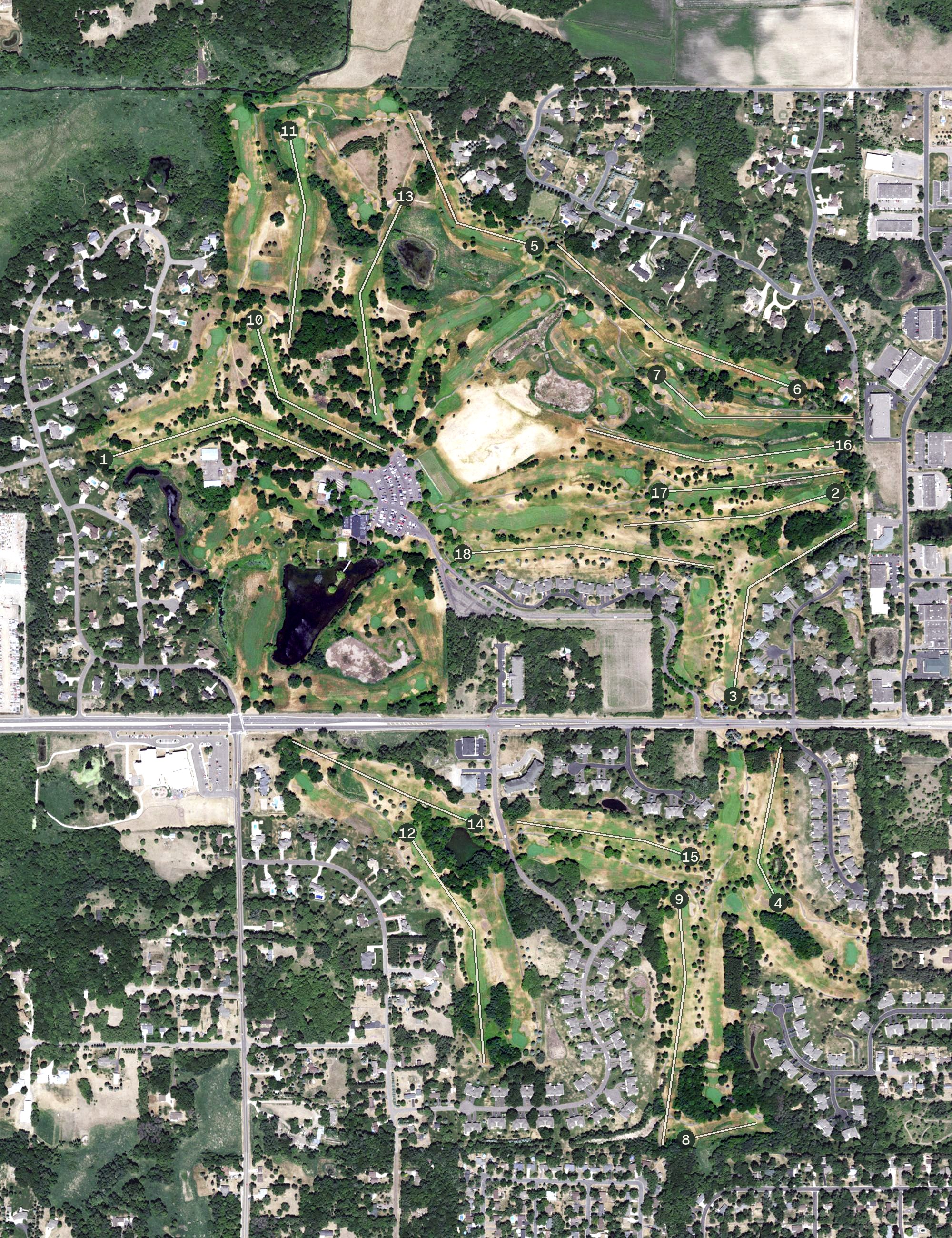 Aerial view of Majestic Oaks Golf Club, MN