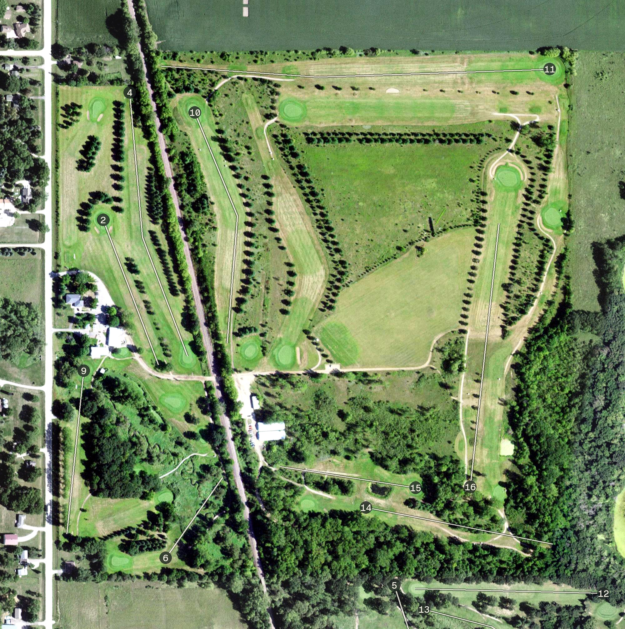 Aerial view of Meadow Greens Golf Course, MN